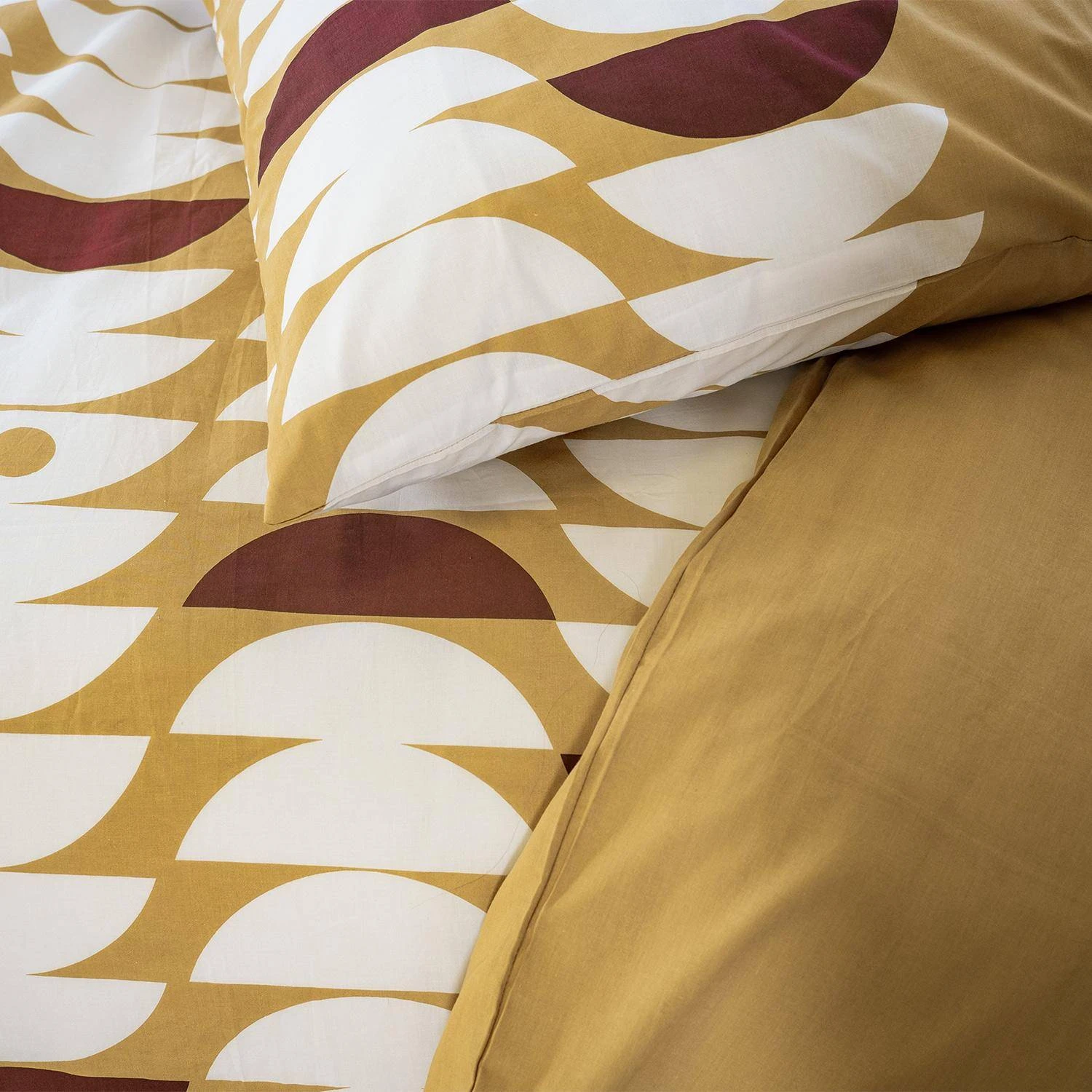 Parure De Lit Réversible 2 Places Imprimé Demi-lunes En Coton Adouci – Image 3