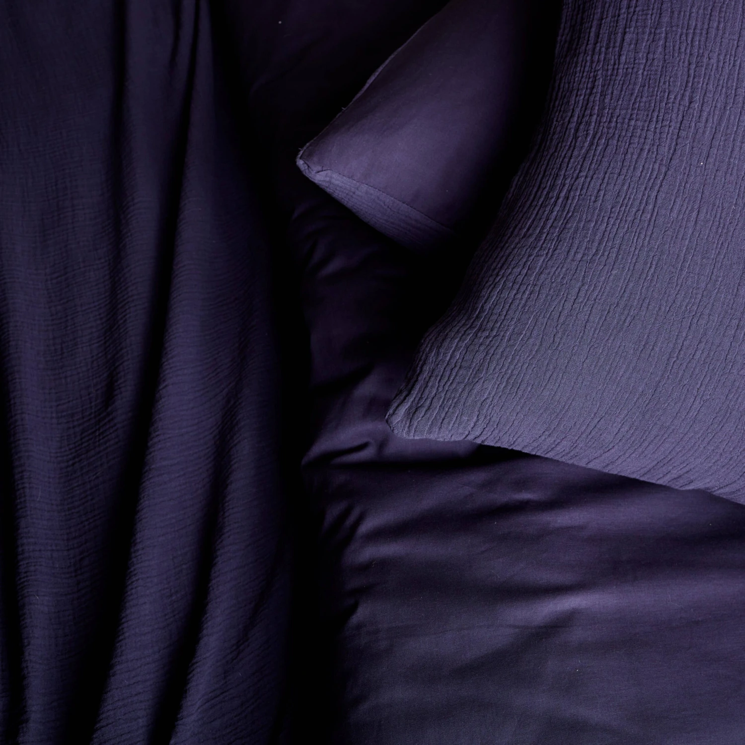 Parure De Lit Gaze De Coton Bleu Marine â Image 2