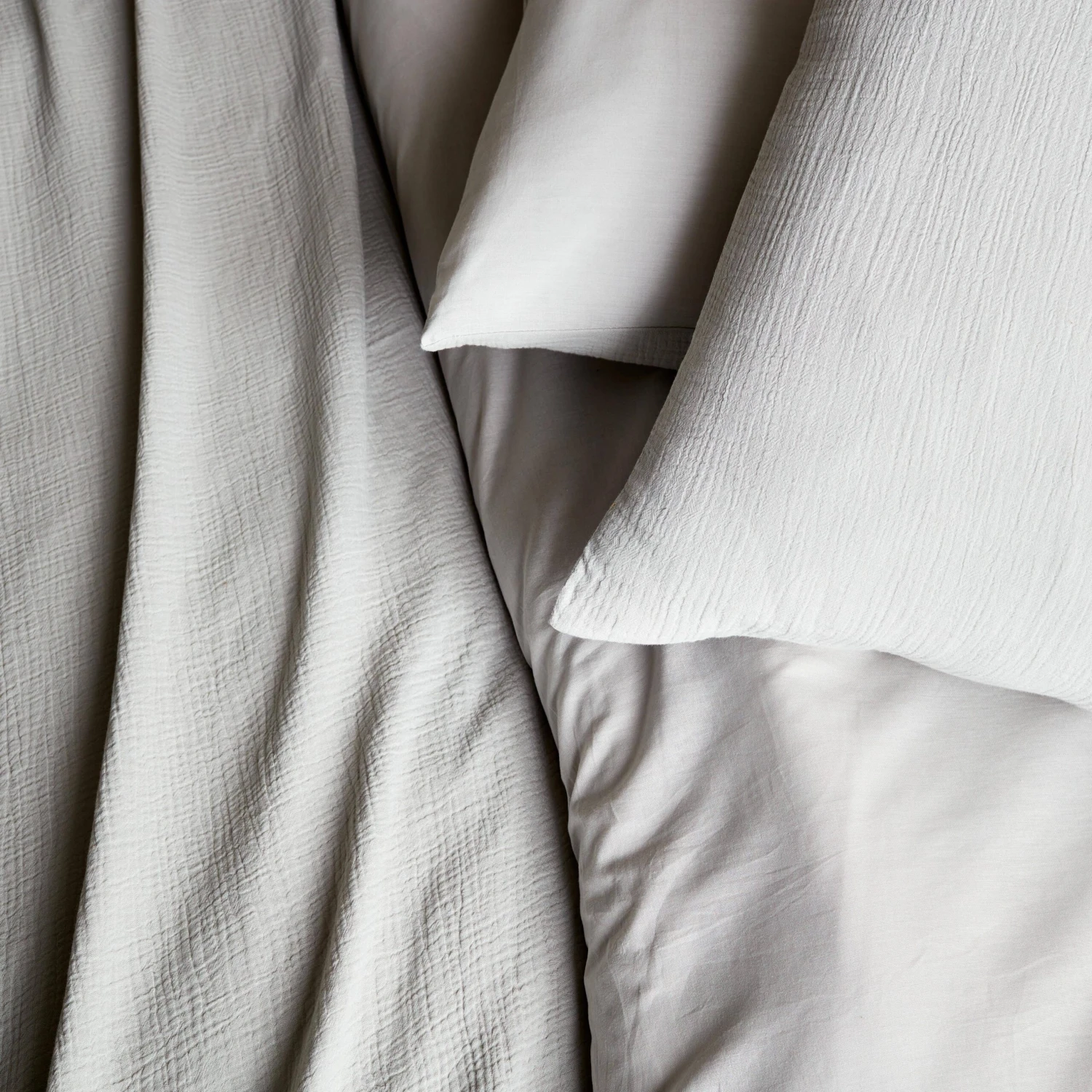 Parure De Lit Gaze De Coton Gris Clair â Image 2