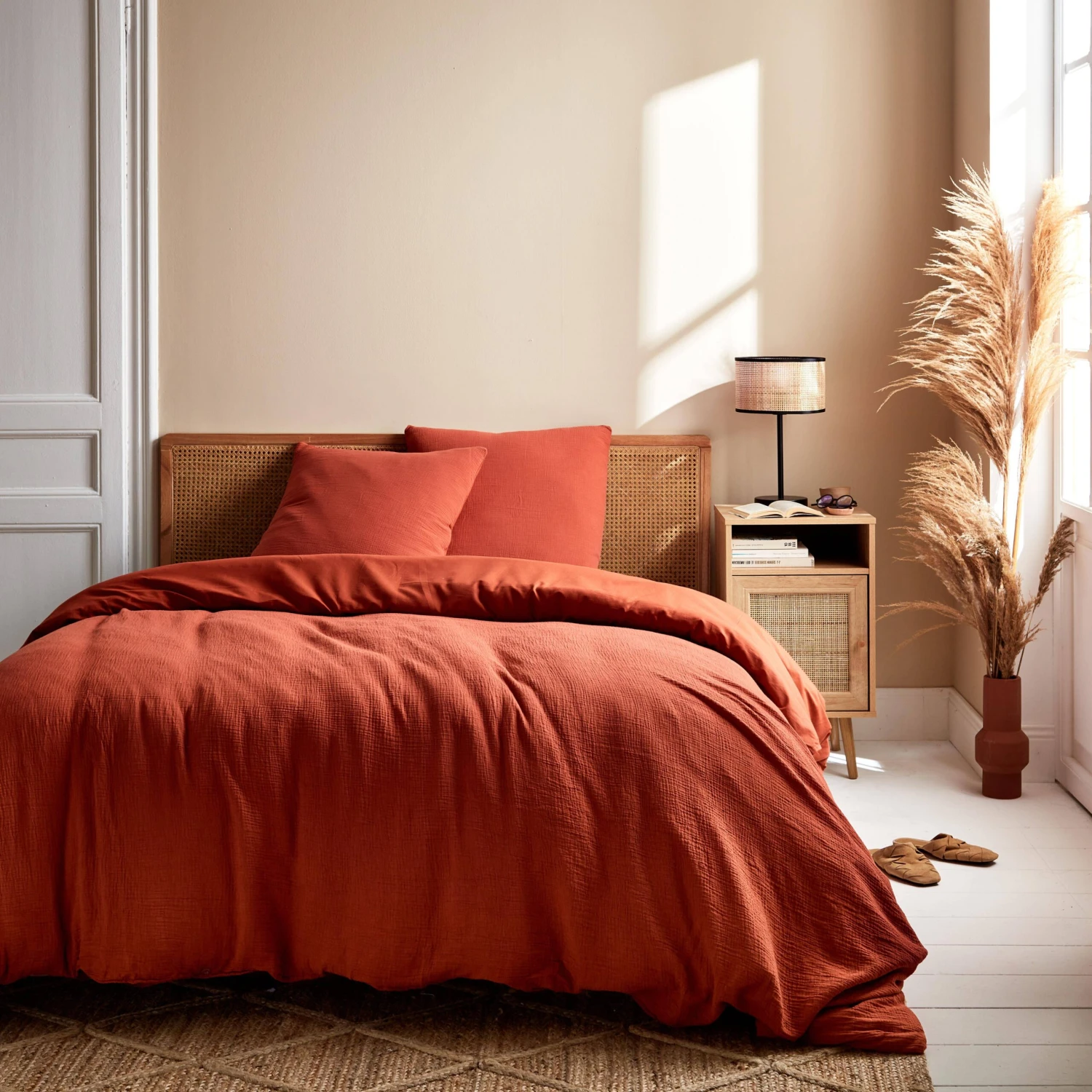 Parure De Lit Gaze De Coton Ocre