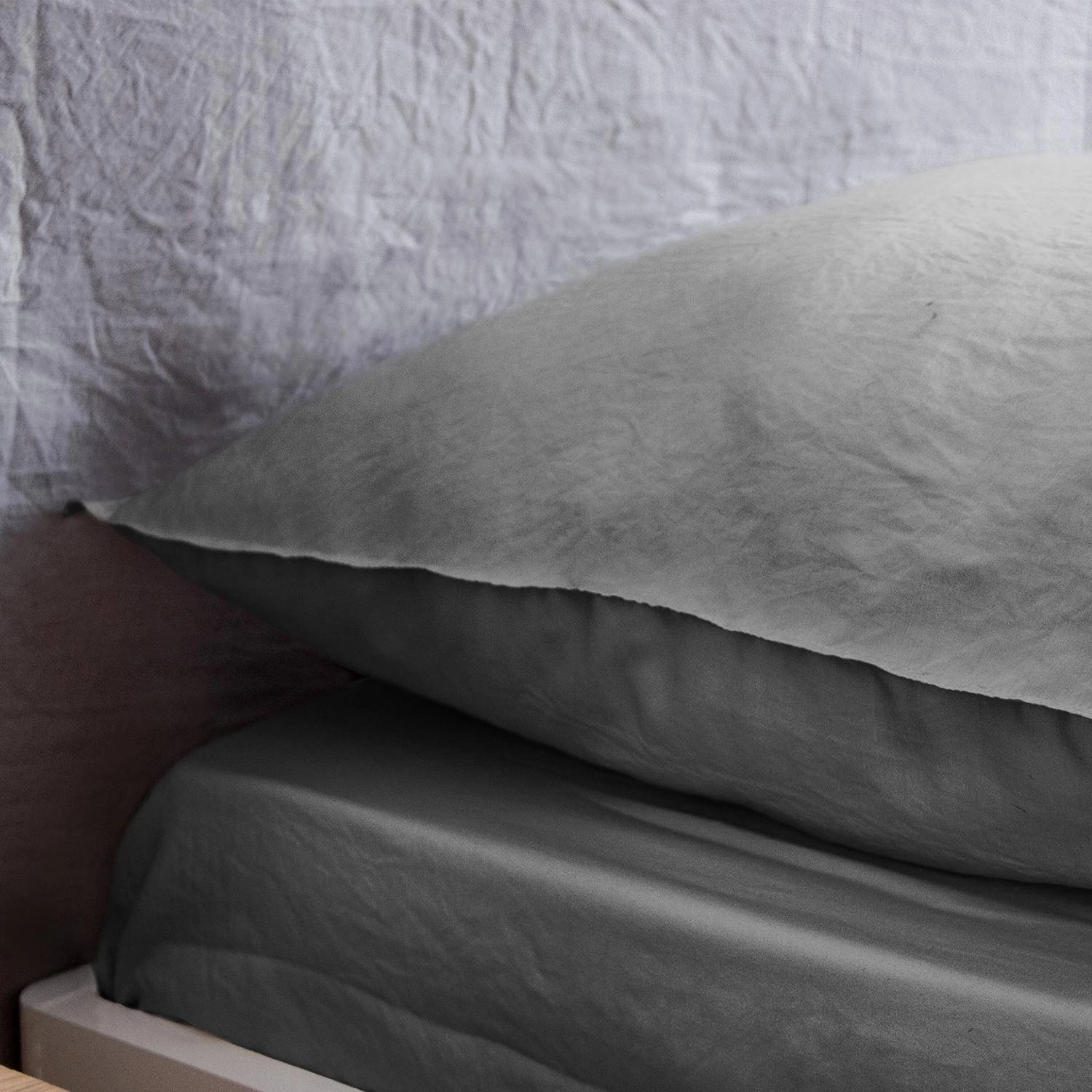 Parure De Lit 2 Places Microfibre Lavée Anthracite – Image 3