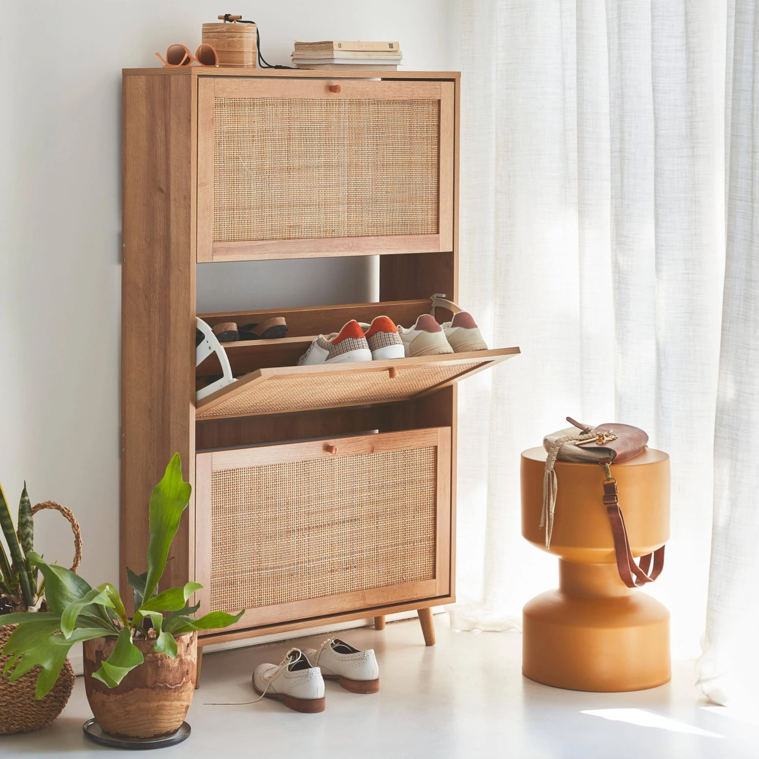 Meuble à Chaussures Cannage – Image 2
