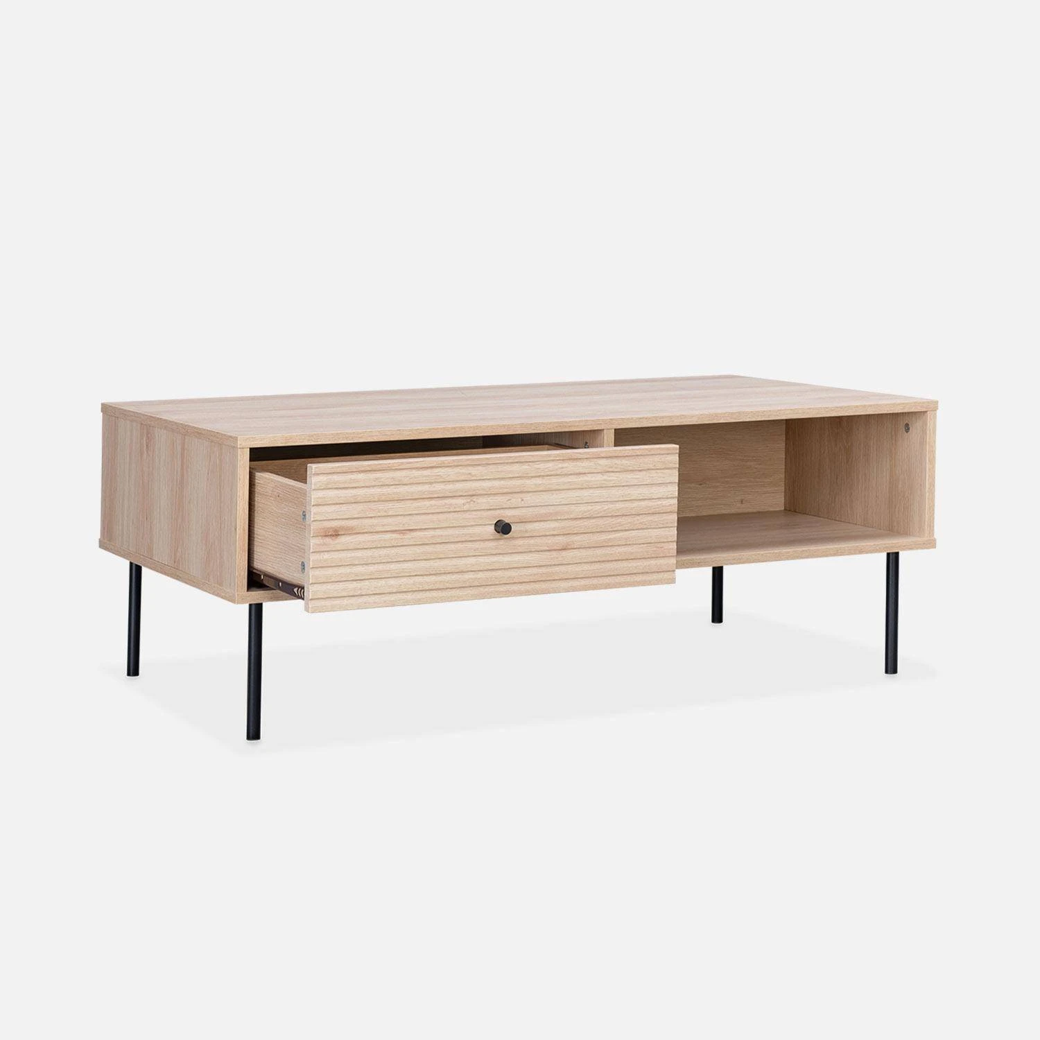 Table Basse Décor Bois Rainuré – Image 6