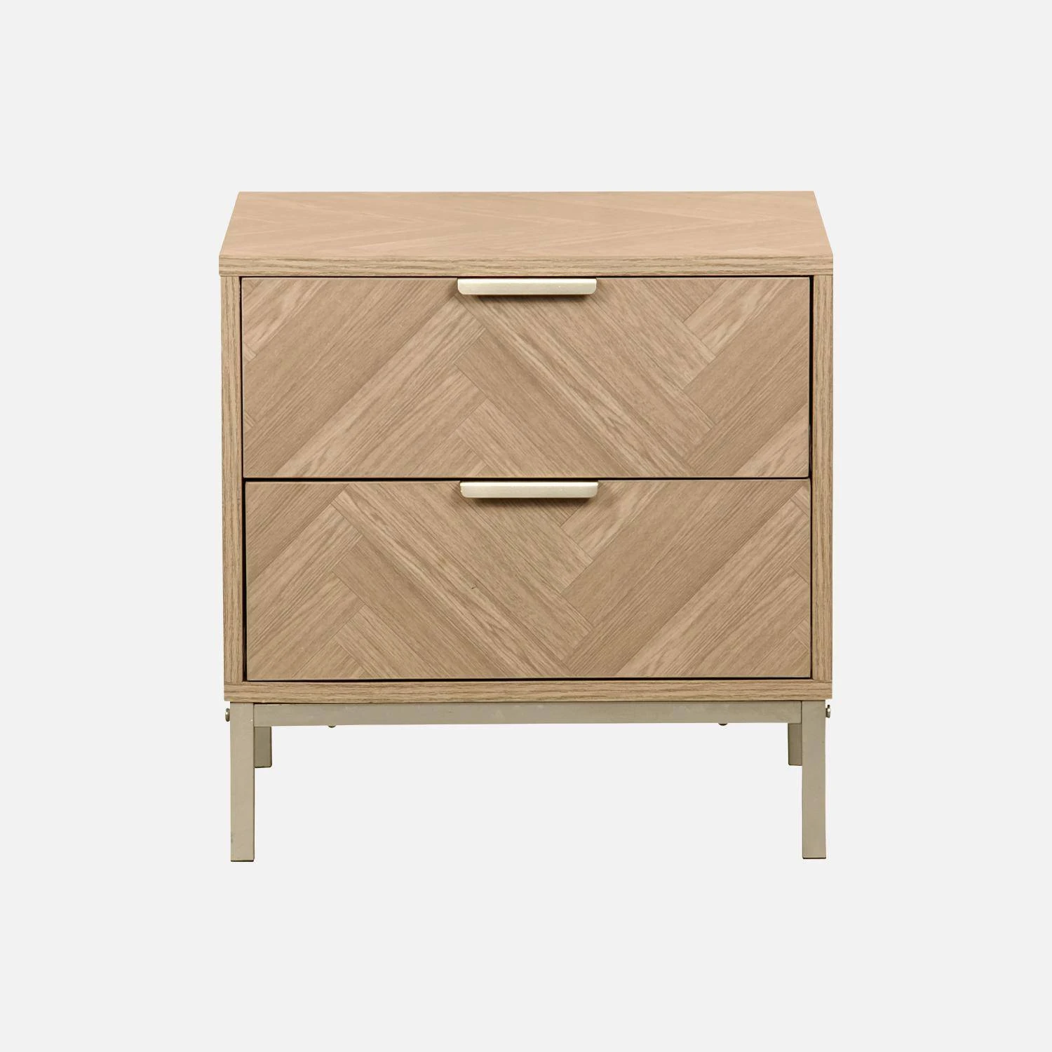 Table De Chevet Effet Bois Décor Chevrons – Image 4