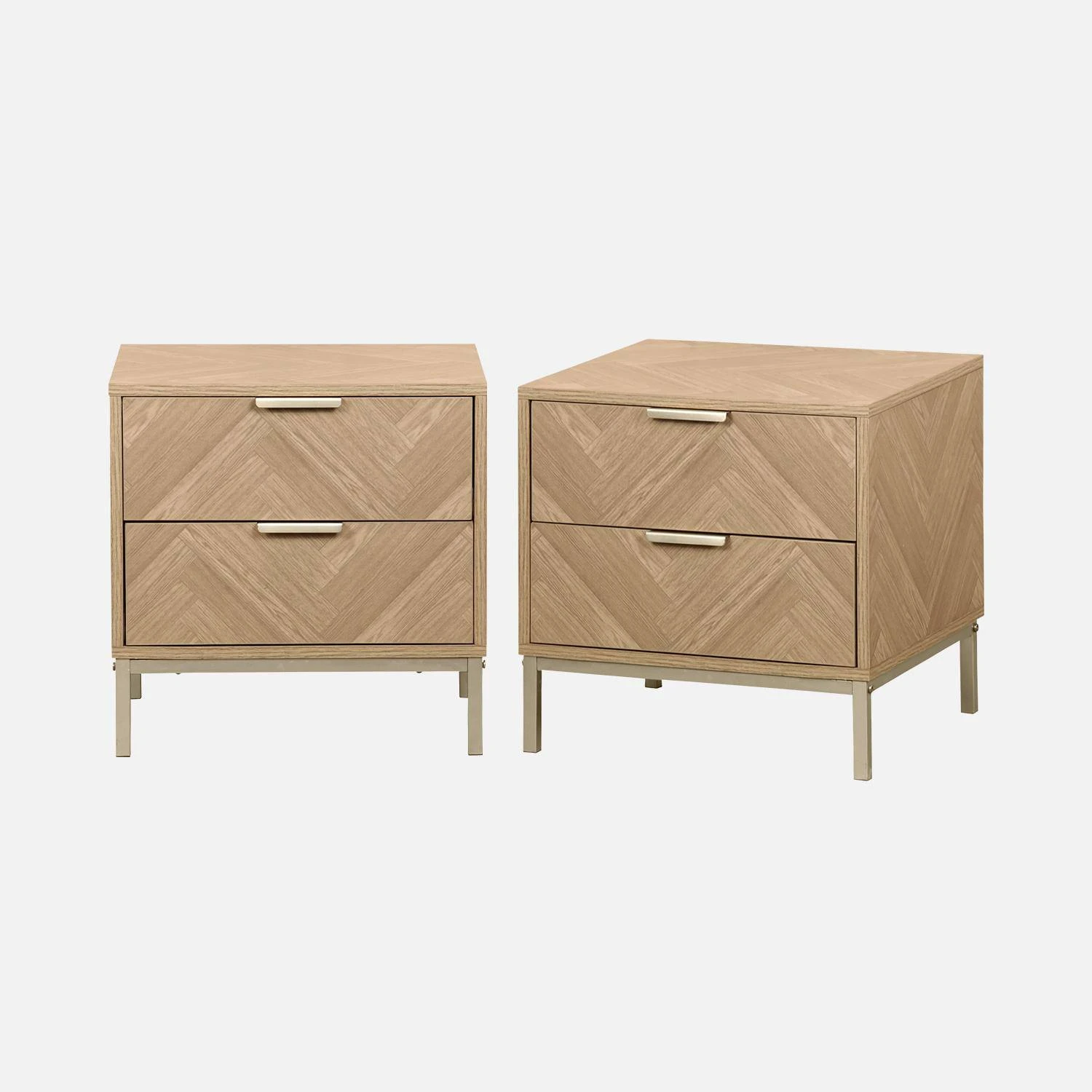 Table De Chevet Effet Bois Décor Chevrons (lot De 2) – Image 7