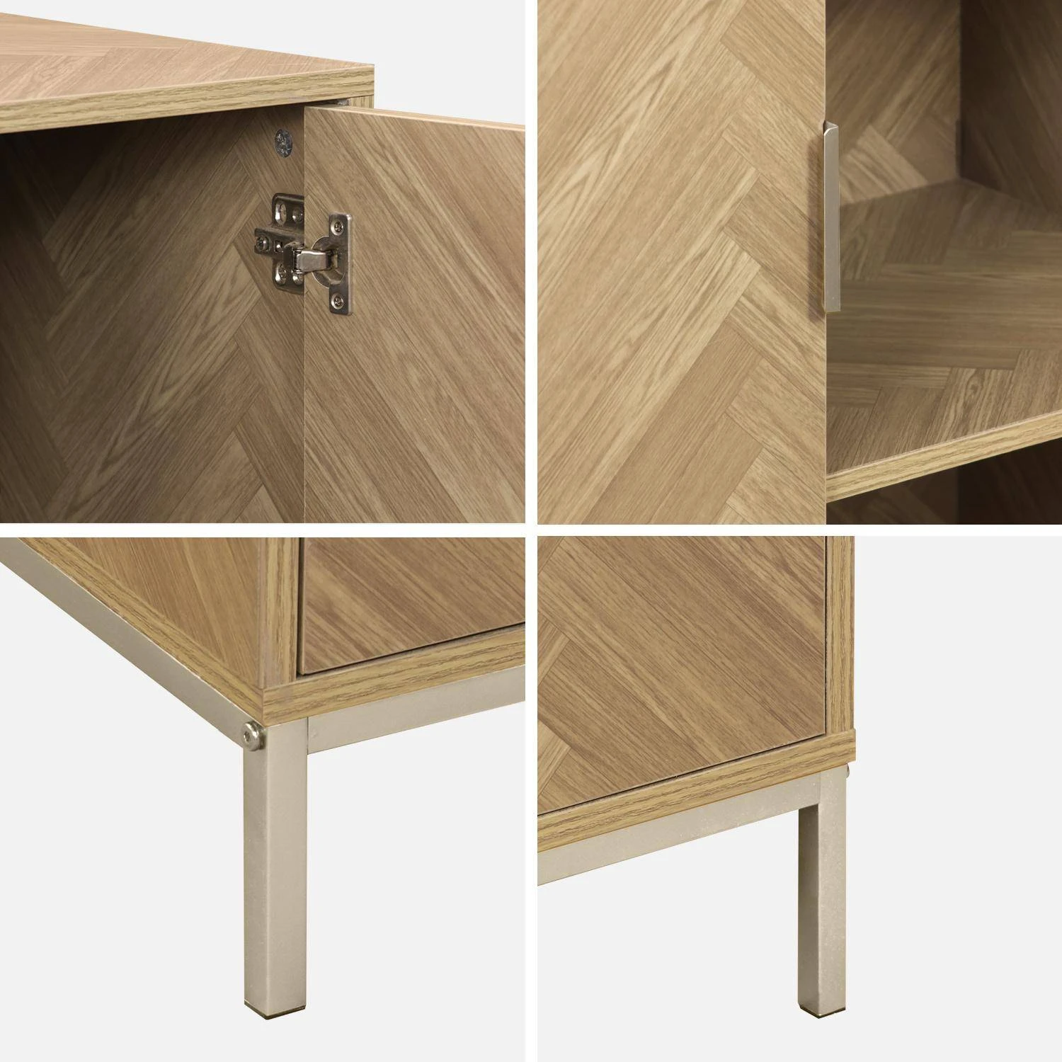 Vaisselier Effet Bois Décor Chevrons 2 Portes – Image 8