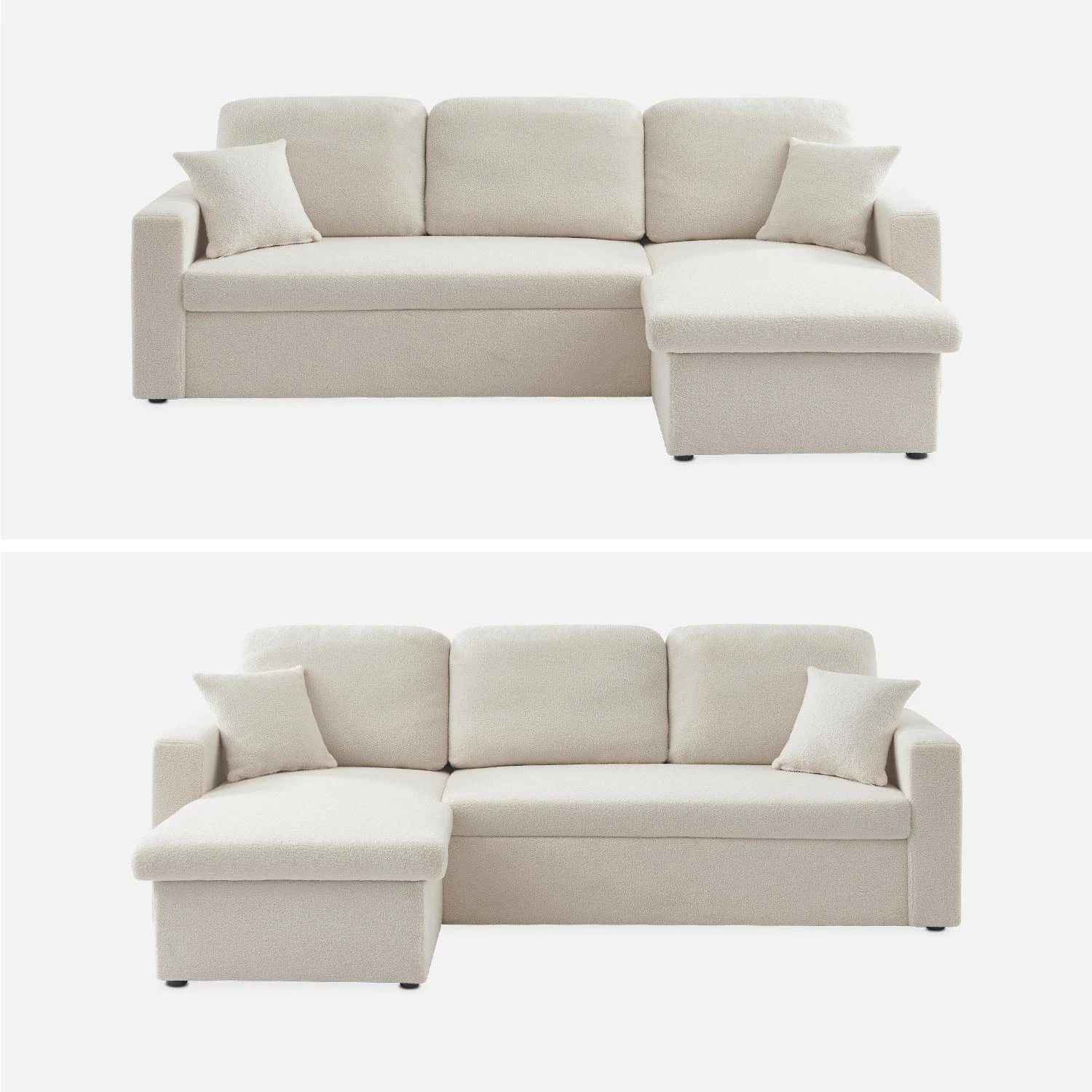 Canapé Convertible 3 Places Bouclettes Blanches – Image 5