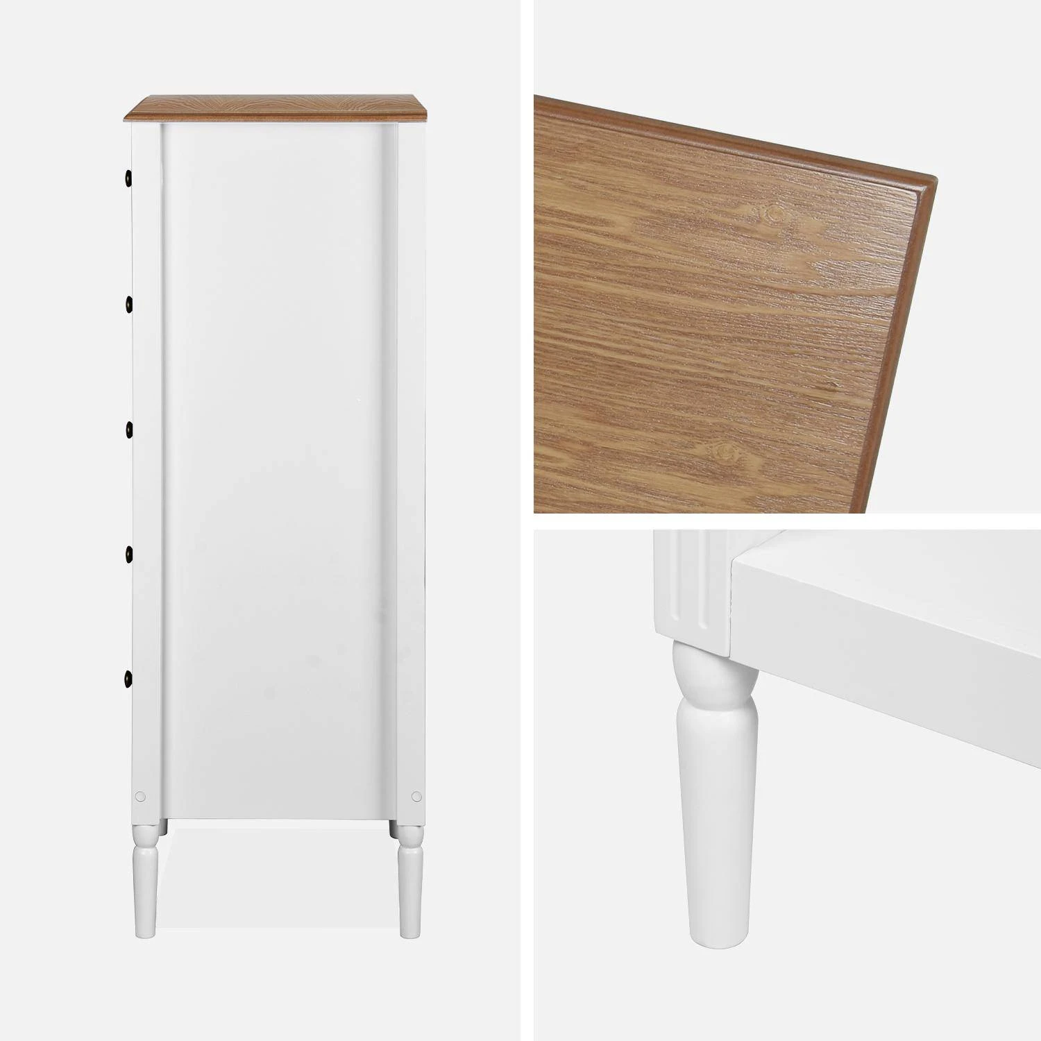 Chiffonnier 5 Tiroirs Placage Bois De Frêne – Image 6