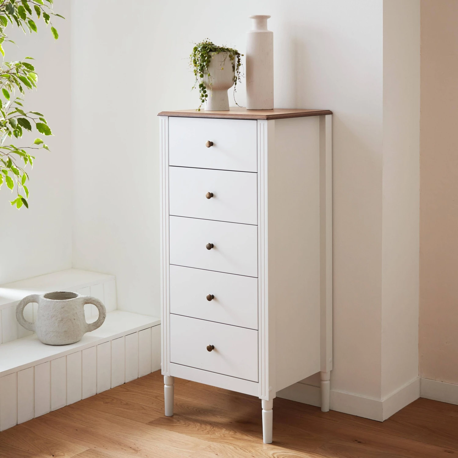 Chiffonnier 5 Tiroirs Placage Bois De Frêne – Image 2