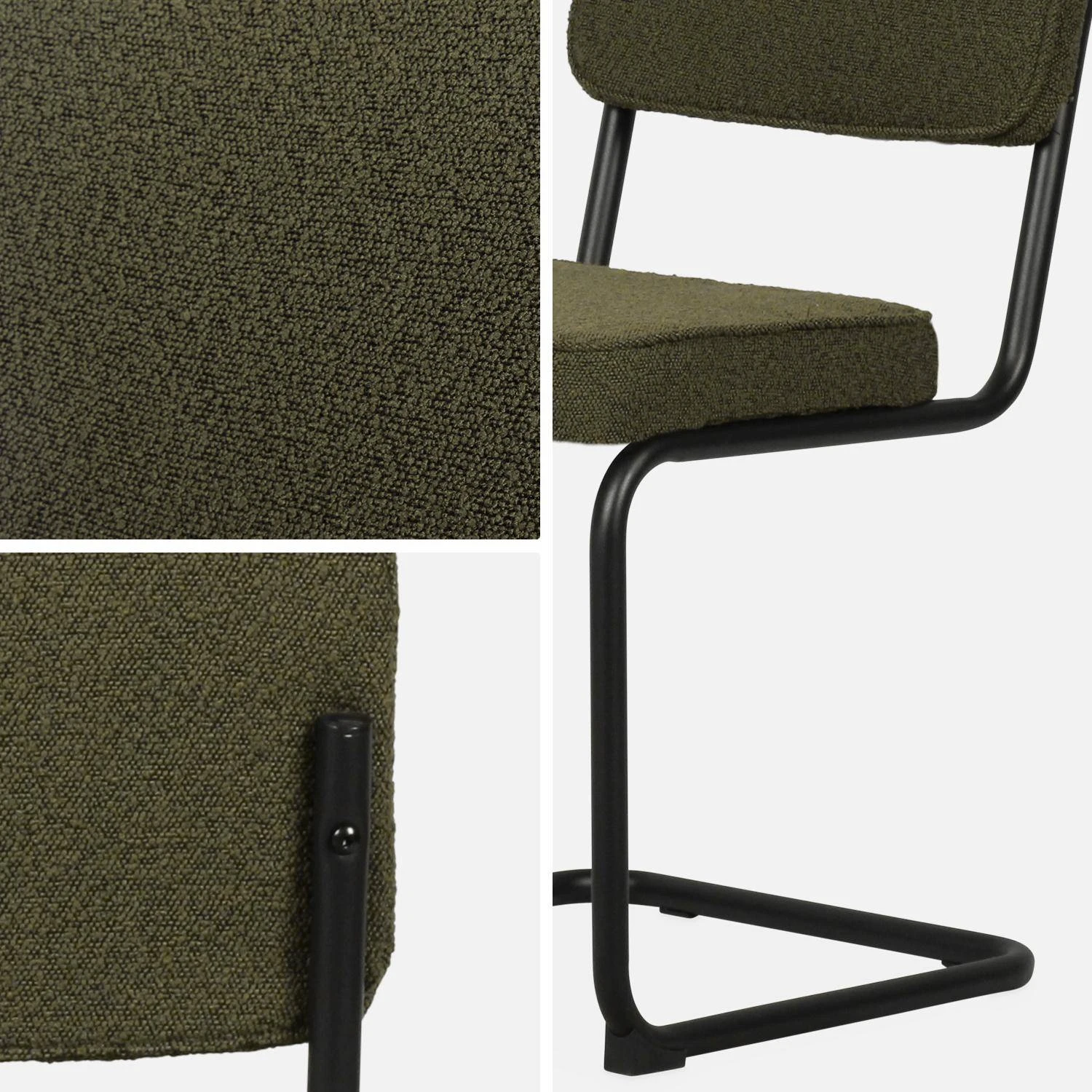Chaise Cantilever Bouclette Texturée (lot De 2) Couleur : Vert – Image 7