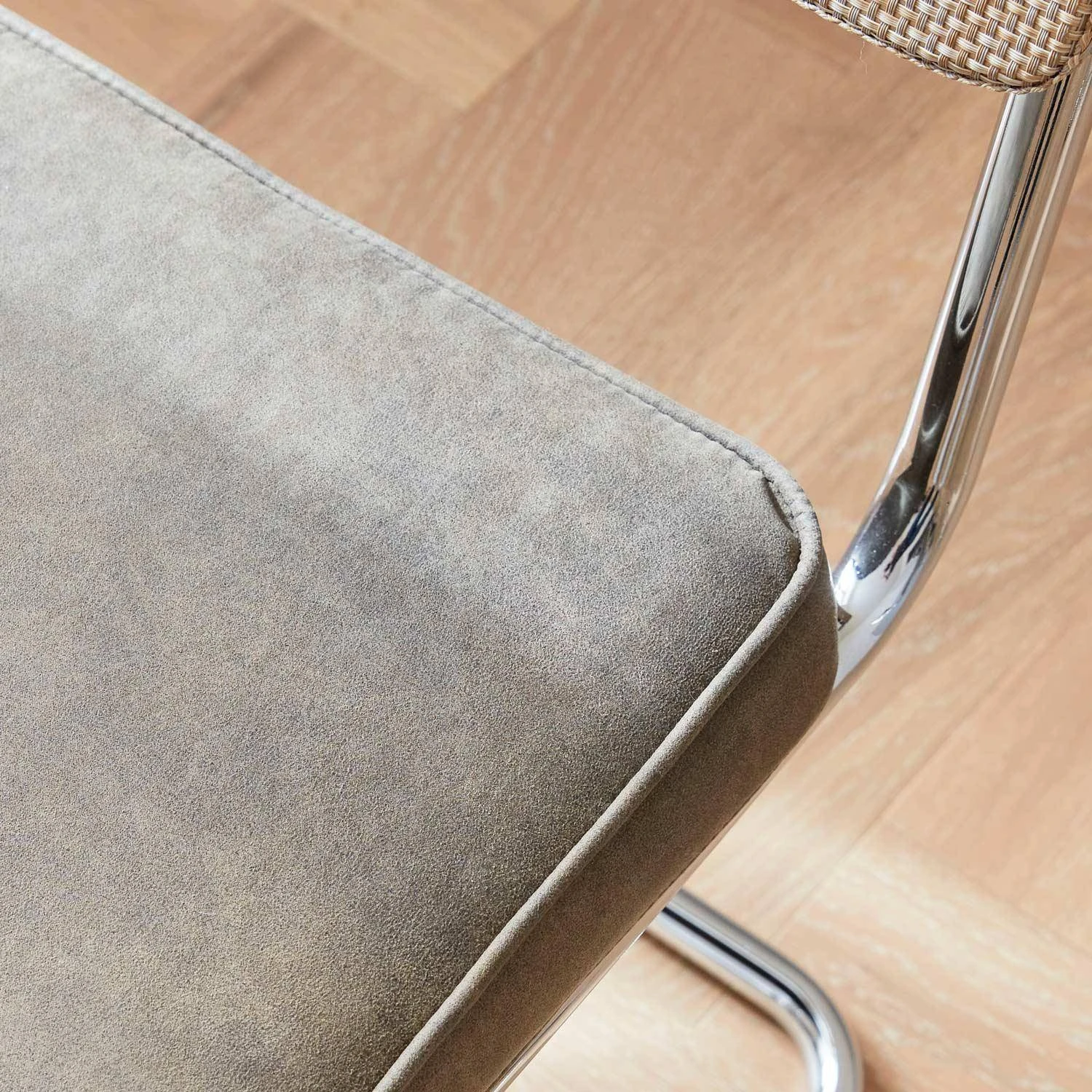 Chaise Cantilever Tissu Et Effet Rotin (lot De 2) Couleur : Taupe â Image 3