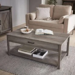 Table Basse Effet Bois, 1 Tiroir