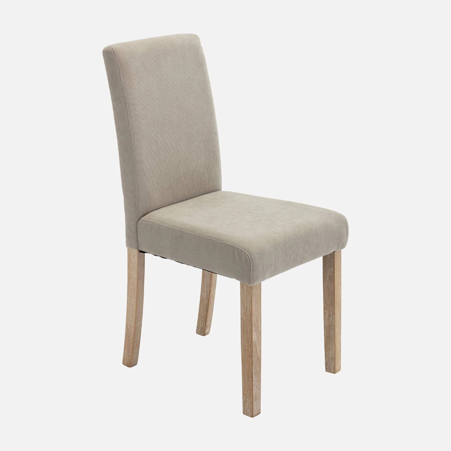 Chaise Velours Côtelé Et Pieds Bois Cérusé (lot De 4) – Image 2