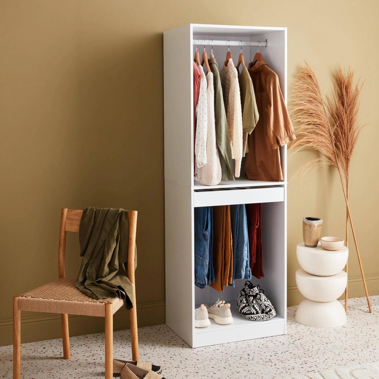 Module Dressing Avec Penderie Et Porte-pantalons Couleur : Blanc â Image 2