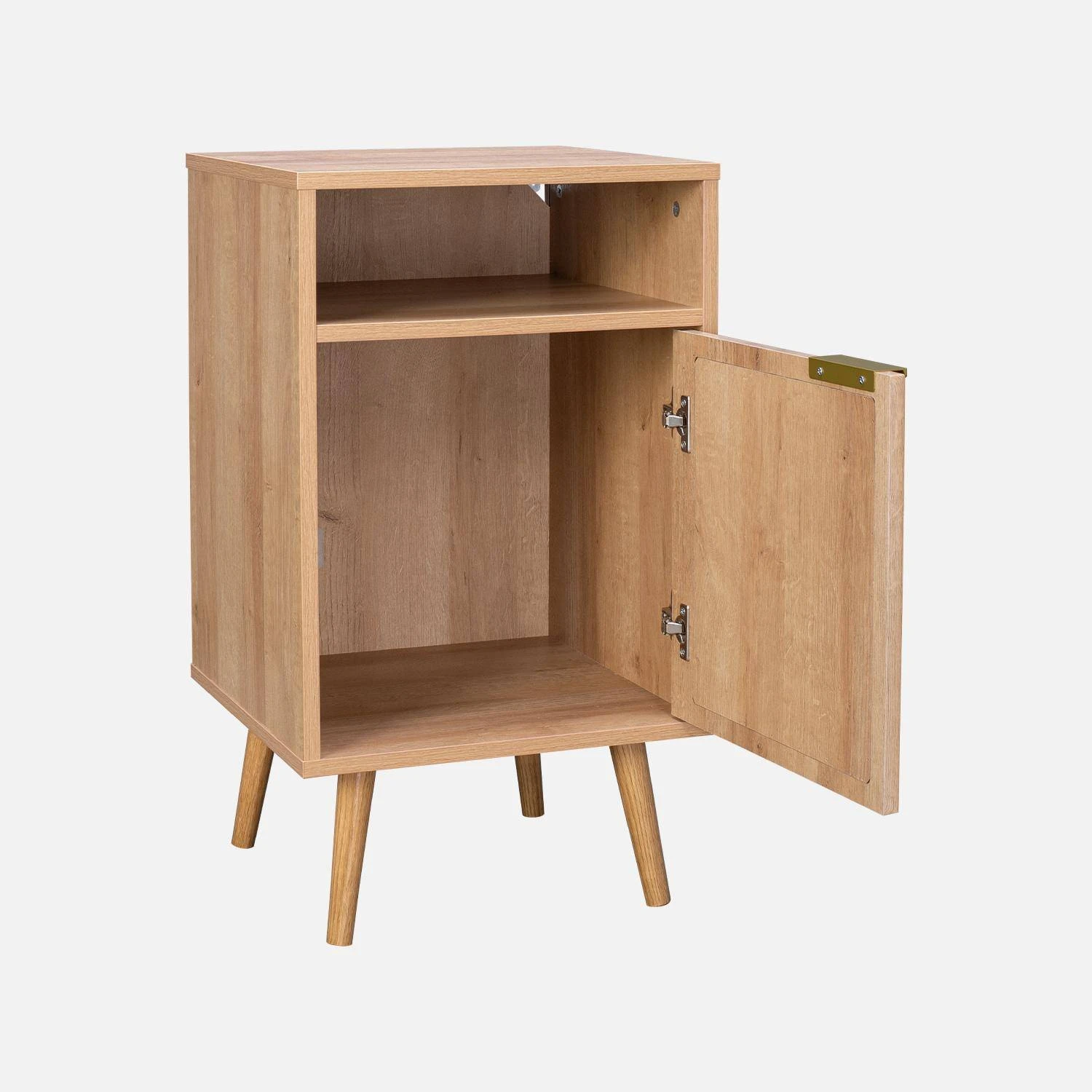 Lot De 2 Tables De Chevet Décor Bois, Cannage Arrondi – Image 4