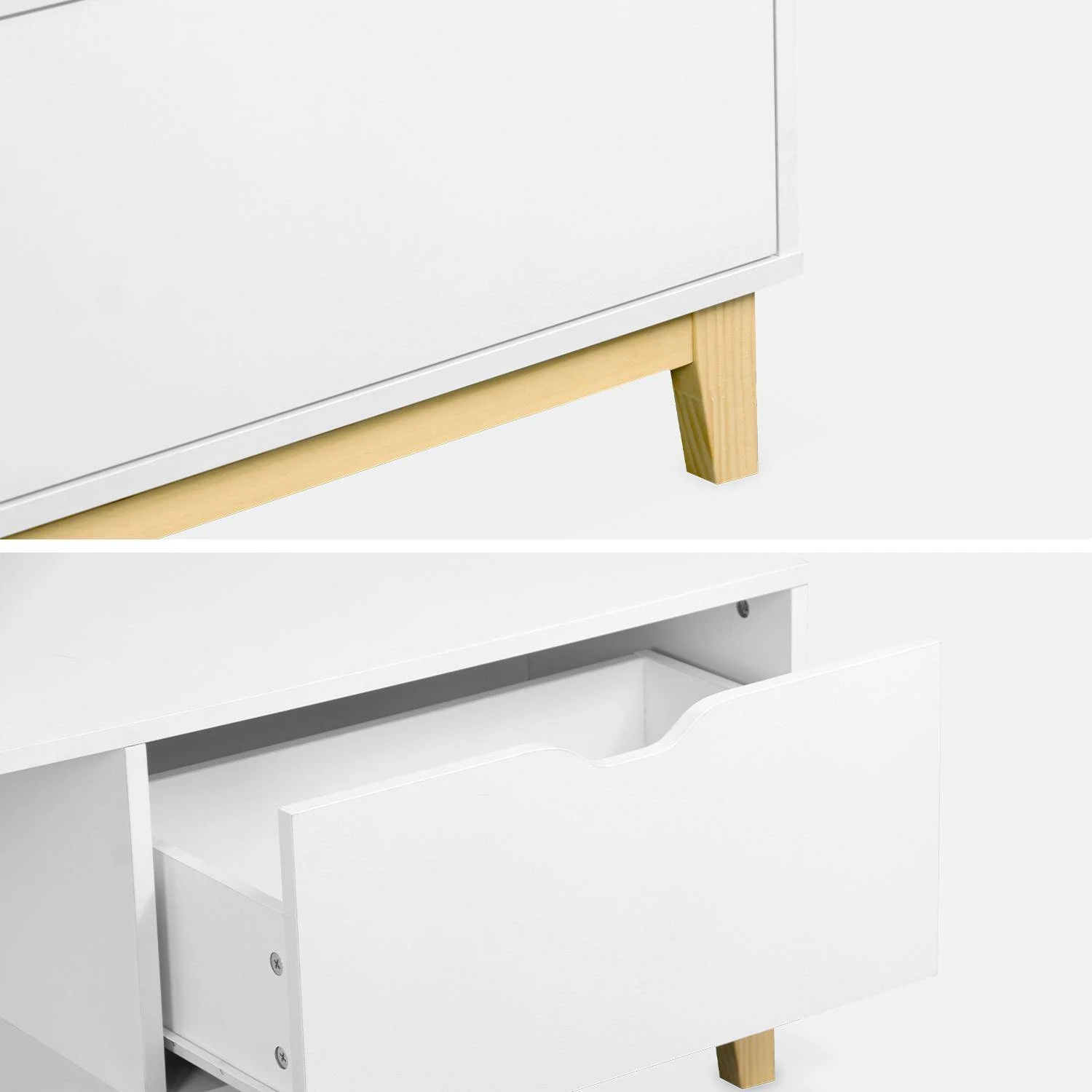 Table Basse Effet Bois Pieds Bois 1 Tiroir â Image 5