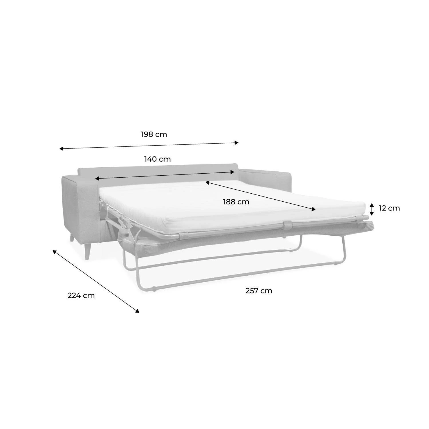Canapé Lit Convertible 3 Places Avec Matelas 12cm - Fabriqué En France Couleur : Moutarde – Image 12