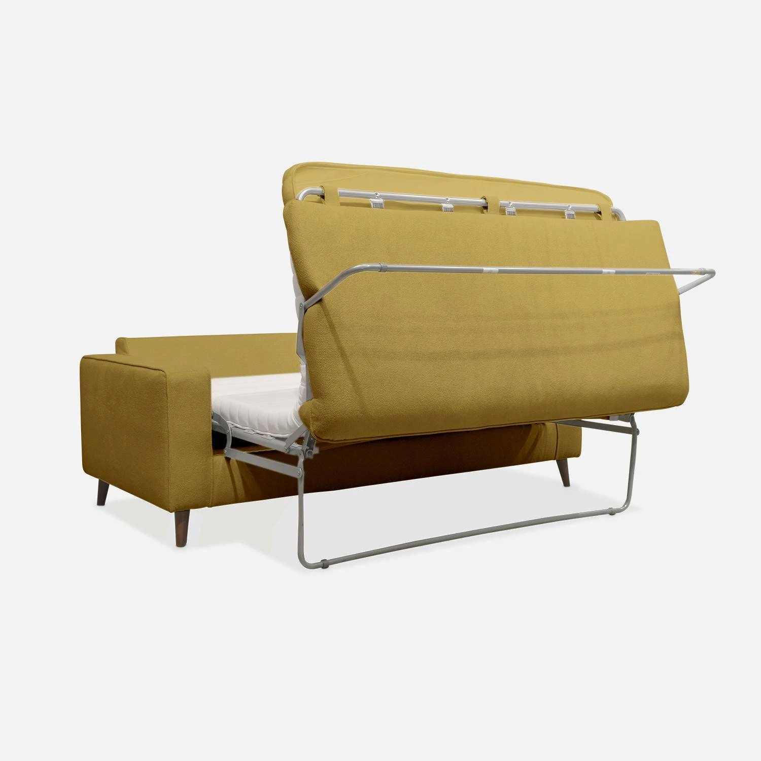 Canapé Lit Convertible 3 Places Avec Matelas 12cm - Fabriqué En France Couleur : Moutarde – Image 10