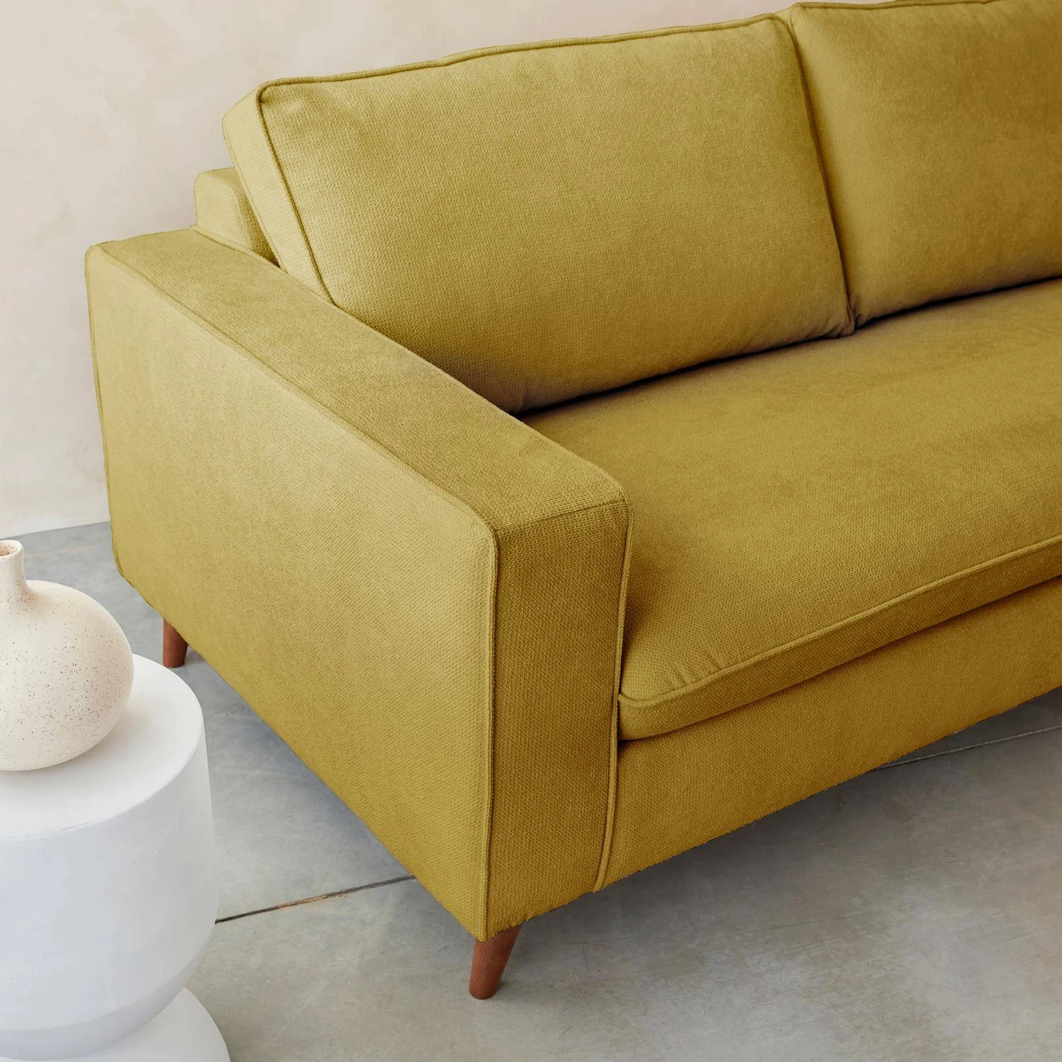 Canapé Lit Convertible 3 Places Avec Matelas 12cm - Fabriqué En France Couleur : Moutarde – Image 3