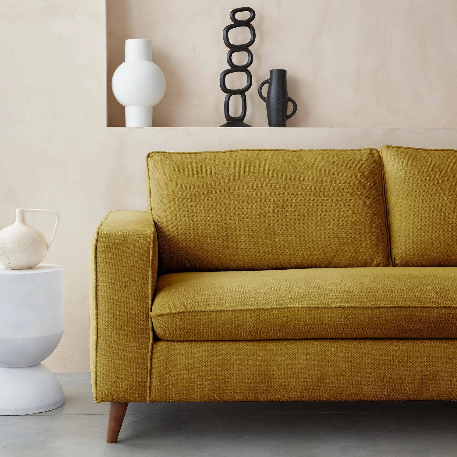 Canapé Lit Convertible 3 Places Avec Matelas 12cm - Fabriqué En France Couleur : Moutarde – Image 4