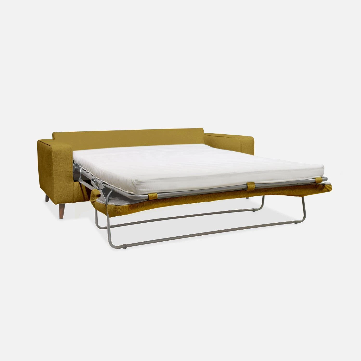 Canapé Lit Convertible 3 Places Avec Matelas 12cm - Fabriqué En France Couleur : Moutarde – Image 9