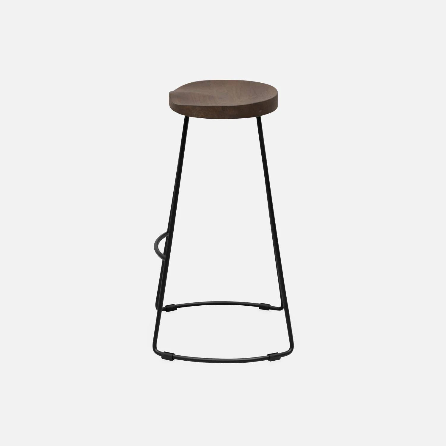 Tabouret De Bars Bois De Manguier Et Acier, Repose Pieds, 65cm (lot De 2) Couleur : Teinté Noyer – Image 6