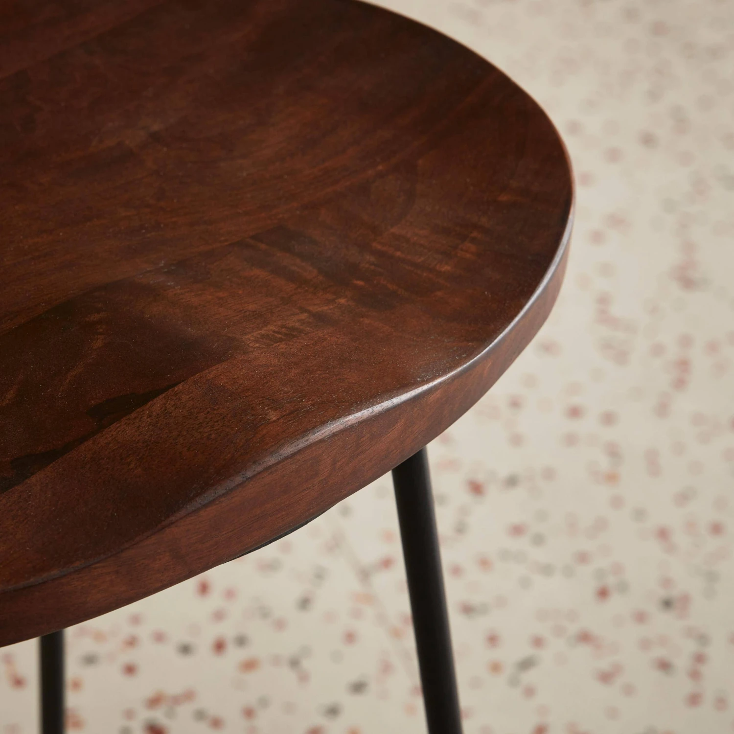 Tabouret De Bars Bois De Manguier Et Acier, Repose Pieds, 65cm (lot De 4) Couleur : Teinté Noyer – Image 3