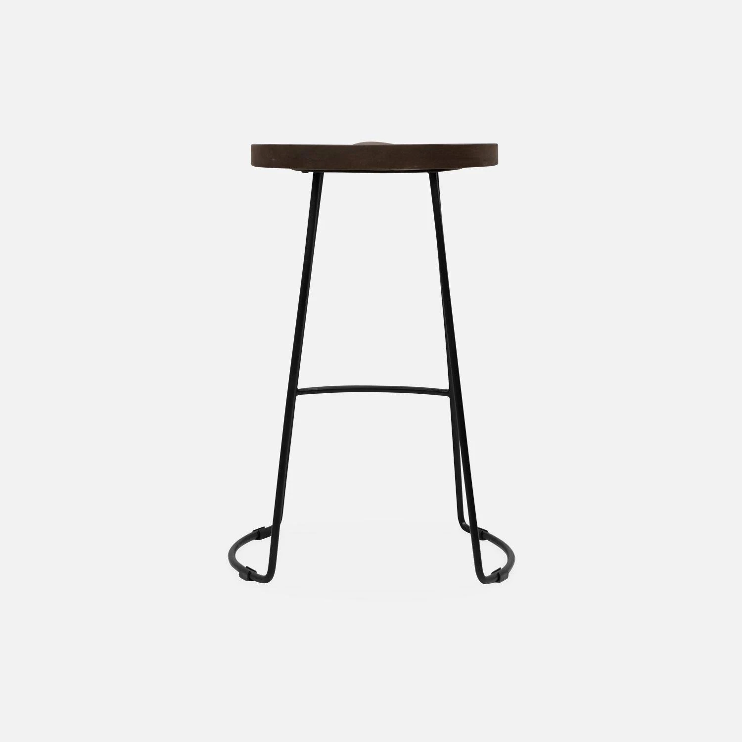 Tabouret De Bars Bois De Manguier Et Acier, Repose Pieds, 65cm (lot De 4) Couleur : Teinté Noyer – Image 7