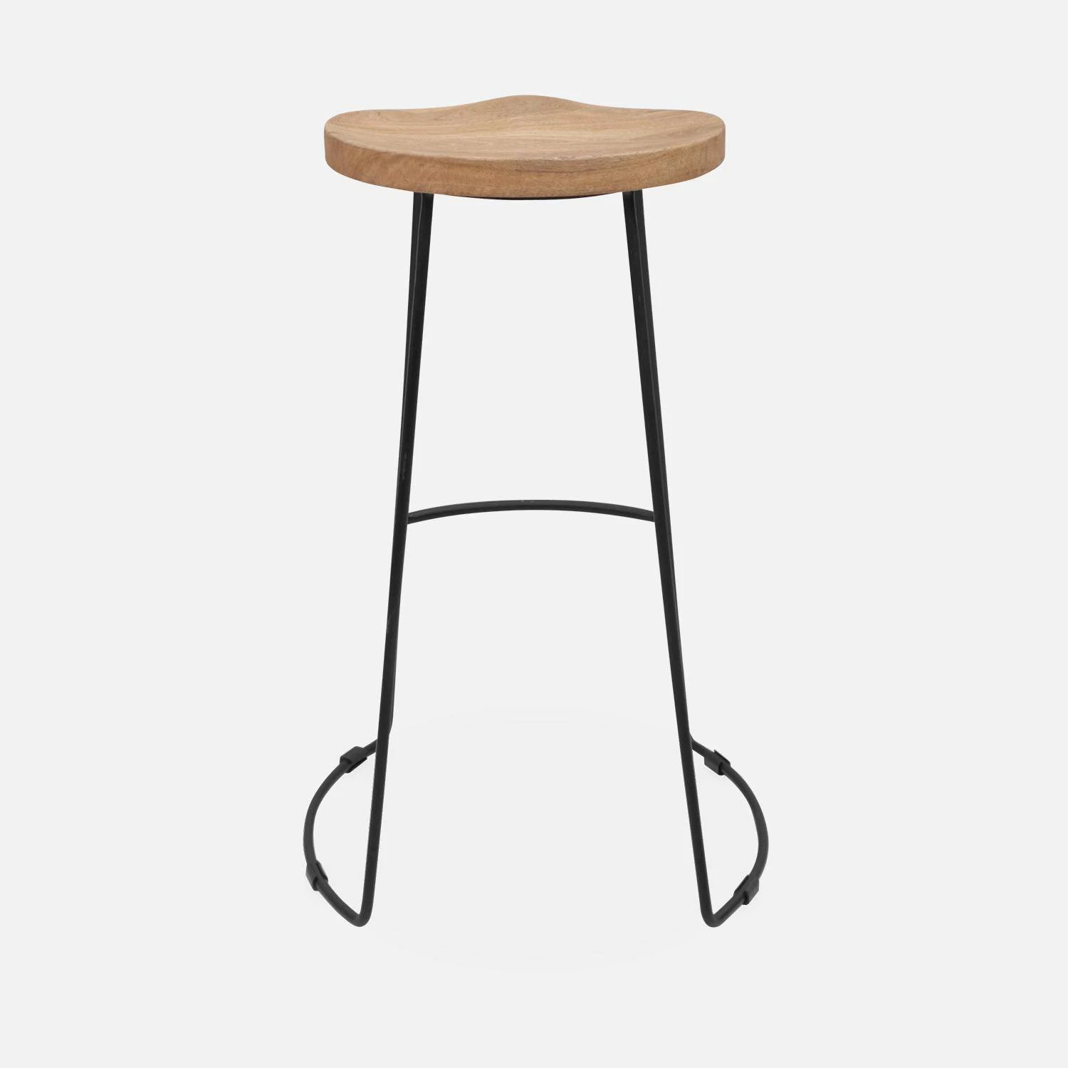Tabouret De Bar Bois De Manguier Et Acier, Repose Pieds, 75cm (lot De 2) Couleur : Naturel â Image 6