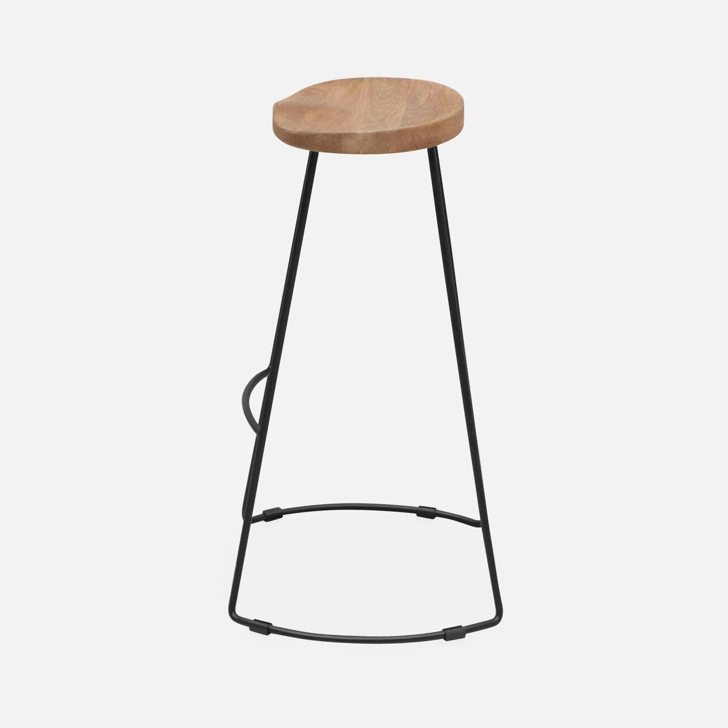 Tabouret De Bar Bois De Manguier Et Acier, Repose Pieds, 75cm (lot De 2) Couleur : Naturel â Image 5