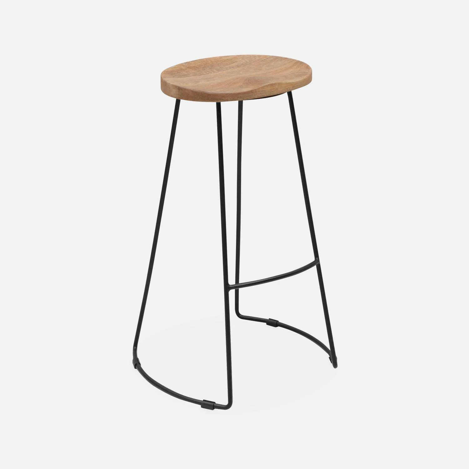 Tabouret De Bar Bois De Manguier Et Acier, Repose Pieds, 75cm (lot De 4) Couleur : Naturel â Image 4