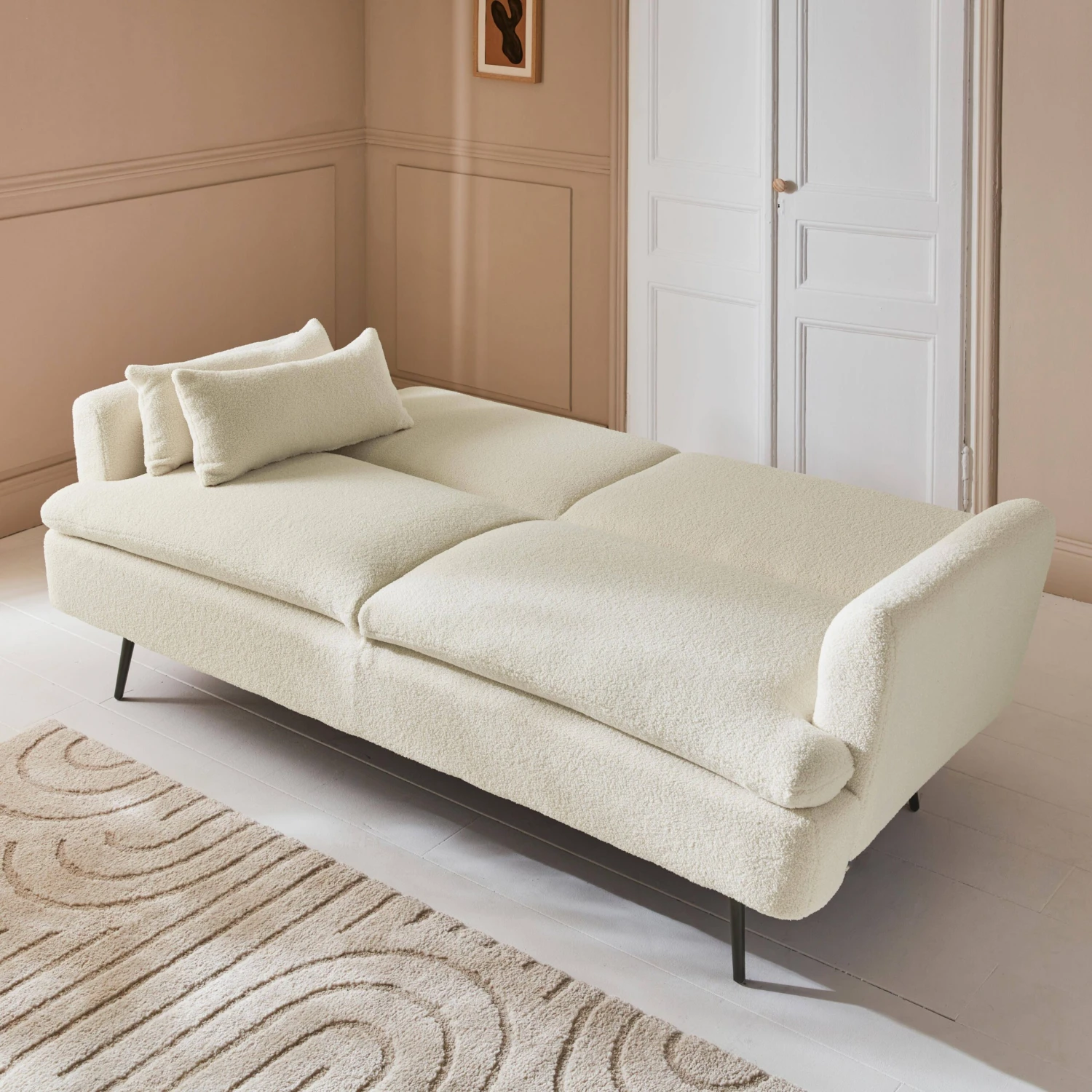 Canapé Convertible 2-3 Places Tissu Bouclette – Image 2