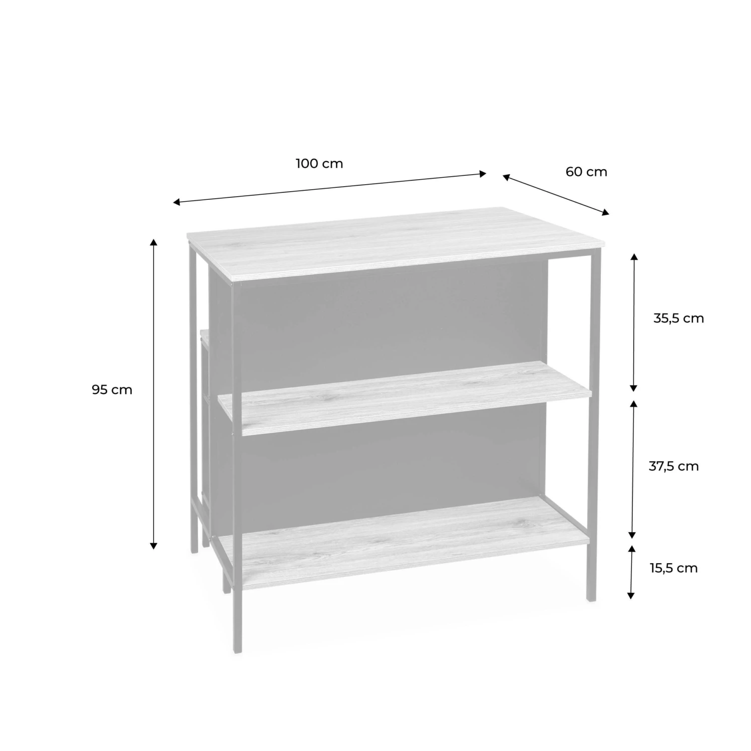 Table Haute Décor Bois Et Métal 2 étagères, 2 Tabourets – Image 9