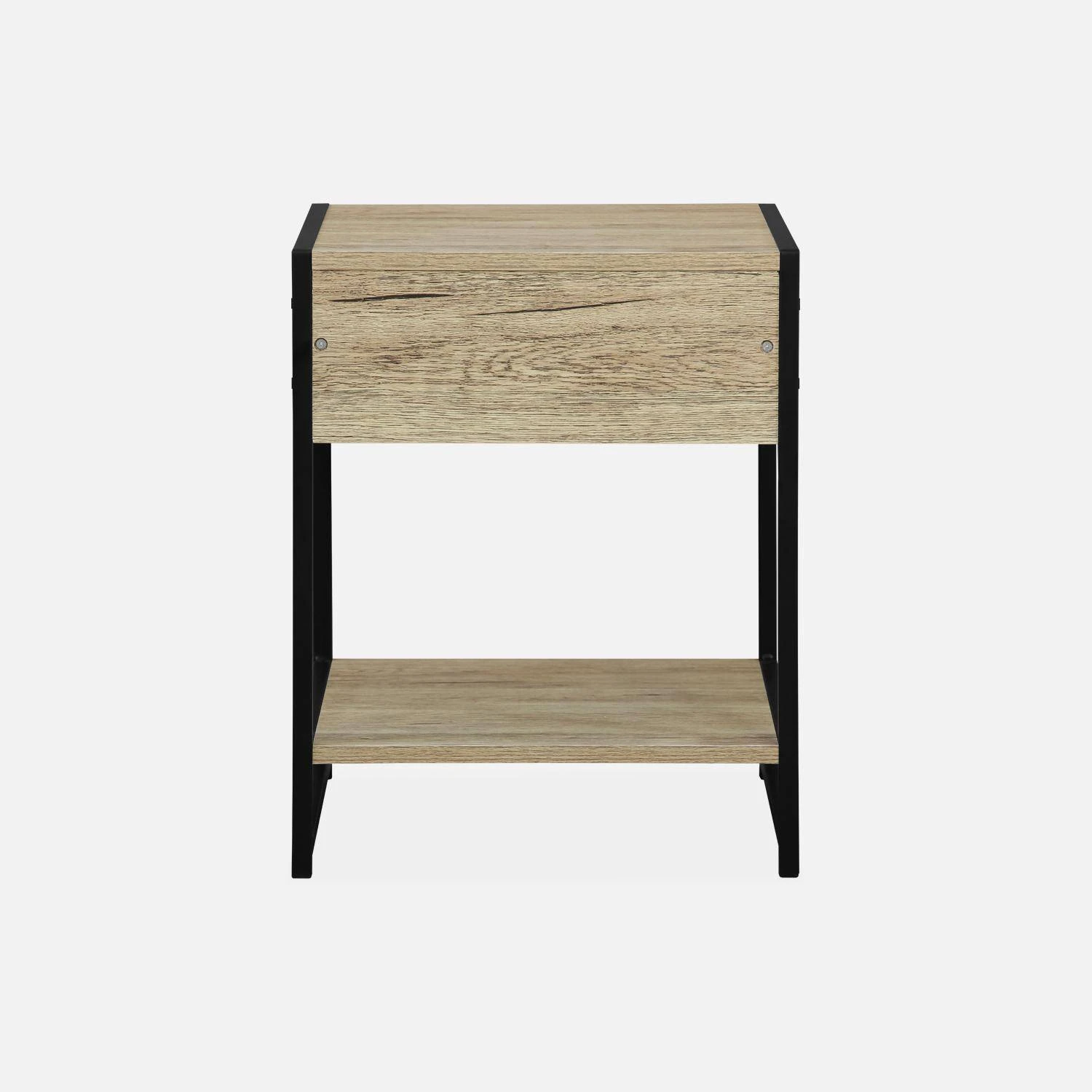 Table De Chevet Industrielle, Effet Bois Et Métal (lot De 2) – Image 8