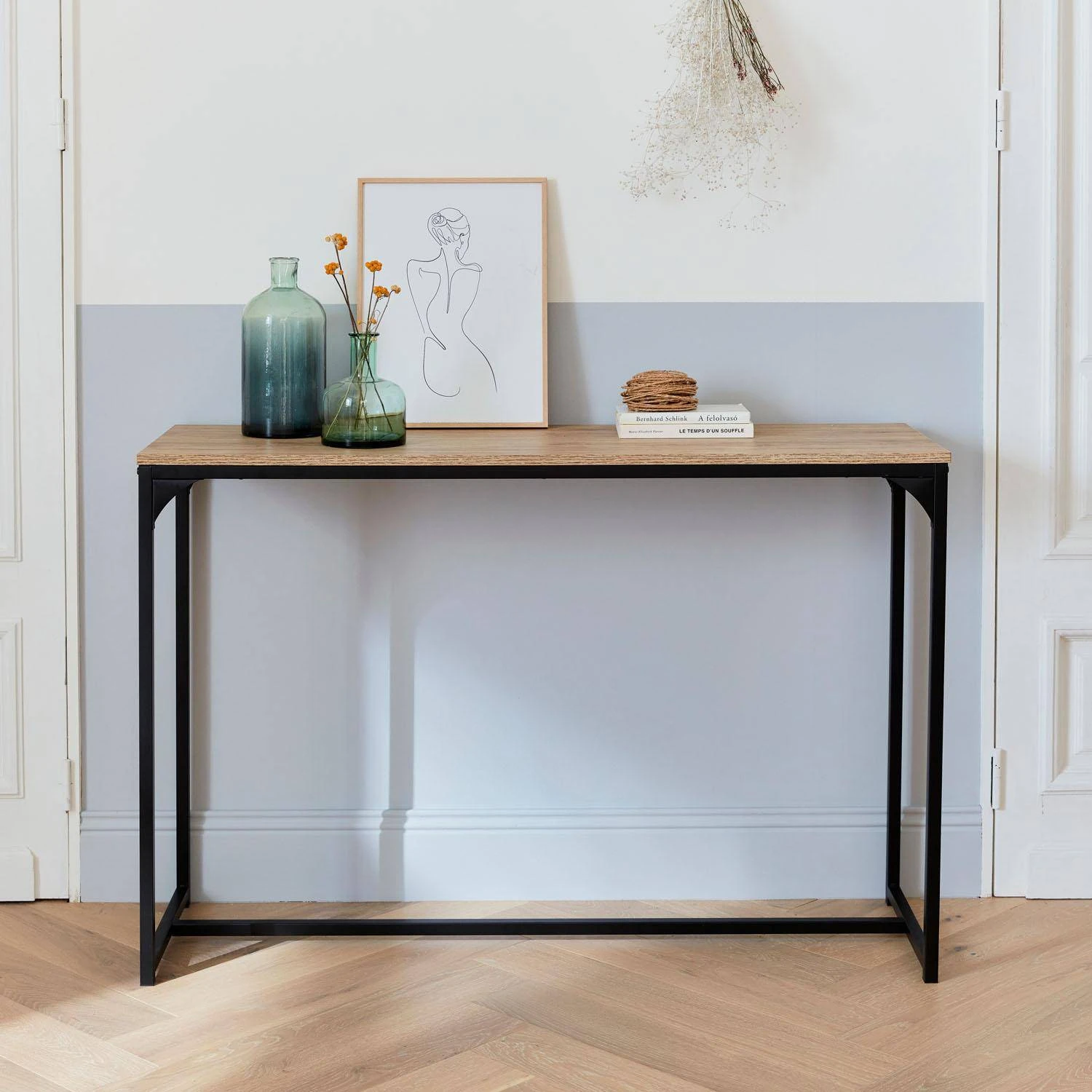 Console Métal Et Effet Bois Couleur : Noir – Image 2