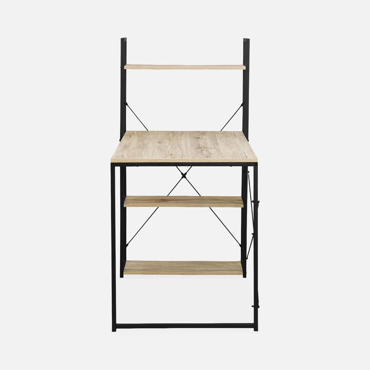 Bureau Bibliothèque Effet Bois Avec étagères – Image 7