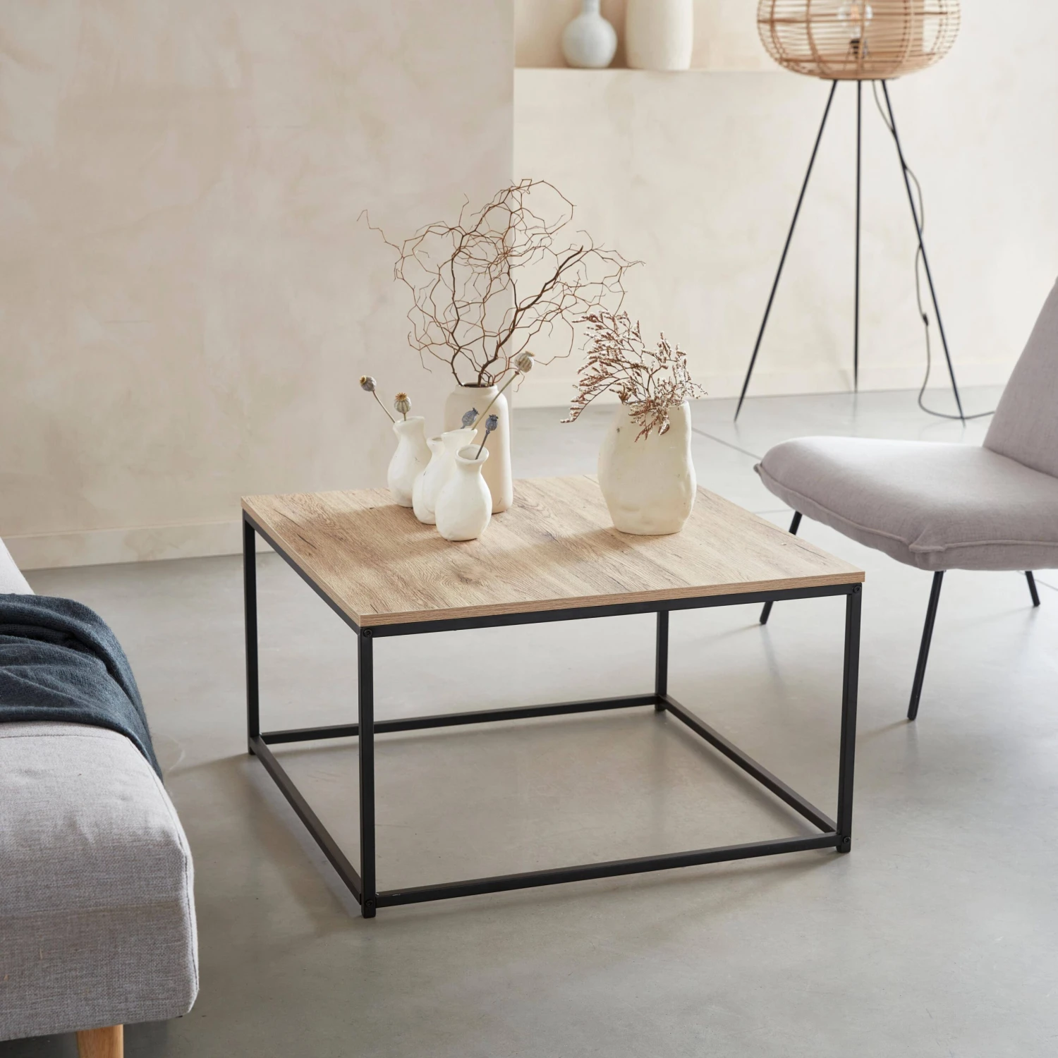 Table Basse Industrielle Effet Bois Et Métal