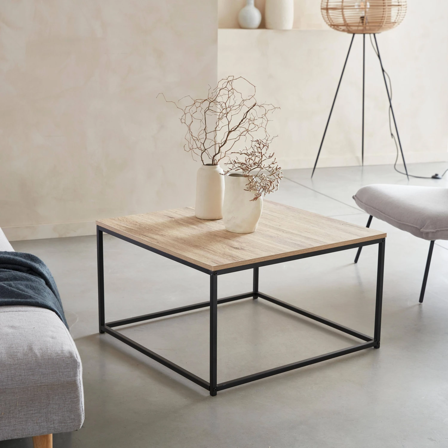 Table Basse Industrielle Effet Bois Et Métal – Image 2