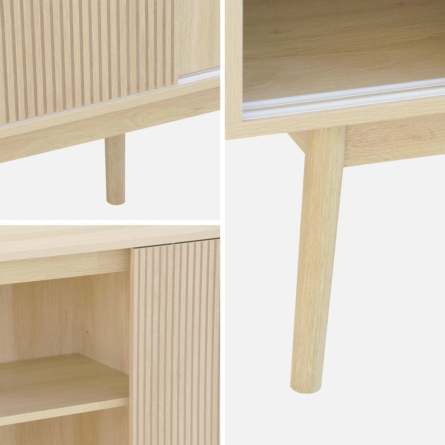 Buffet Scandinave Effet Bois 2 Portes 150 Cm Couleur : Bois Clair â Image 9