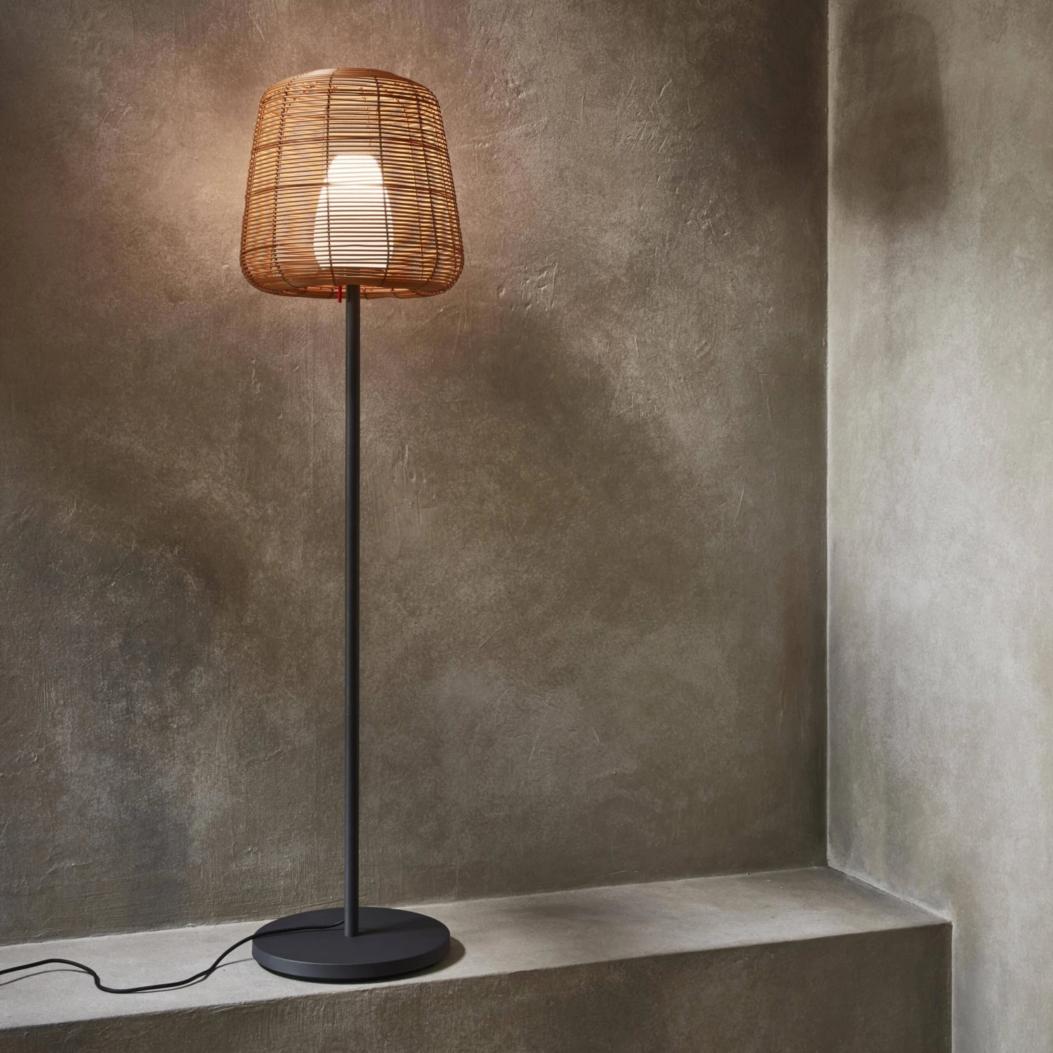 Lampadaire Filaire Rotin Naturel Intérieur/extérieur H 154cm