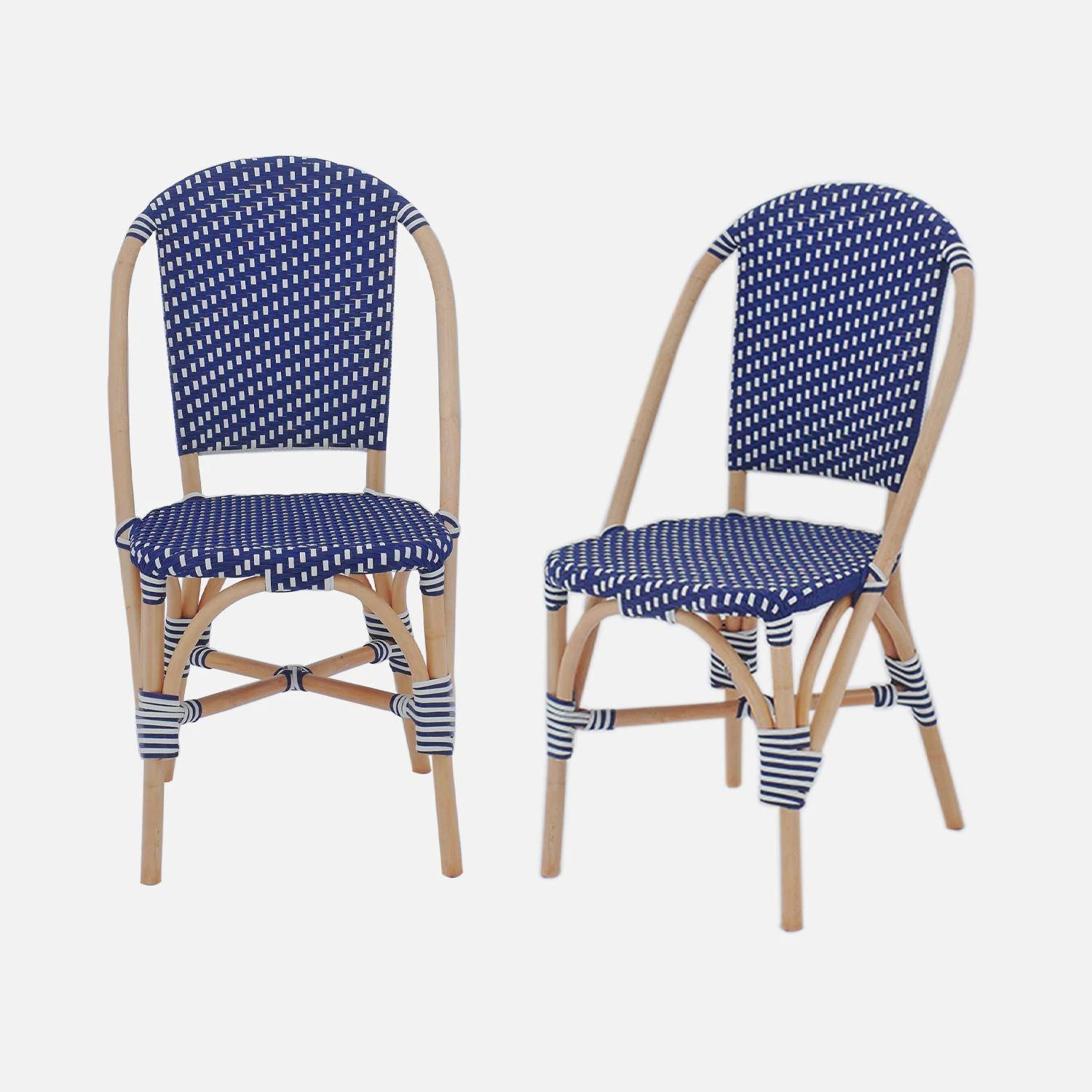 Chaise Bistrot En Rotin Et Polyrotin (lot De 2) Couleur : Bleu â Image 3