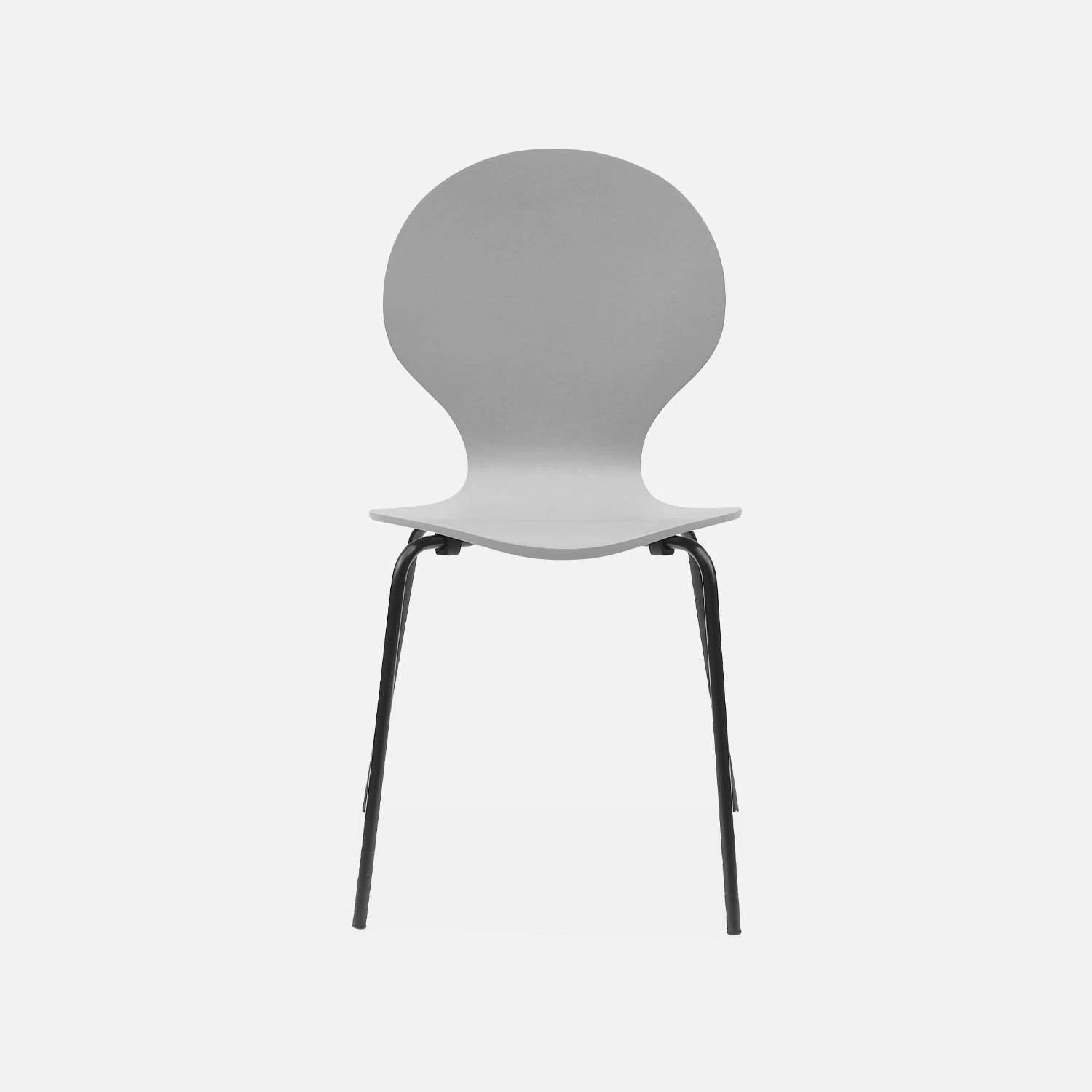 Chaise Rétro Empilables, Bois Et Contreplaqué (lot De 4) Couleur : Gris – Image 5