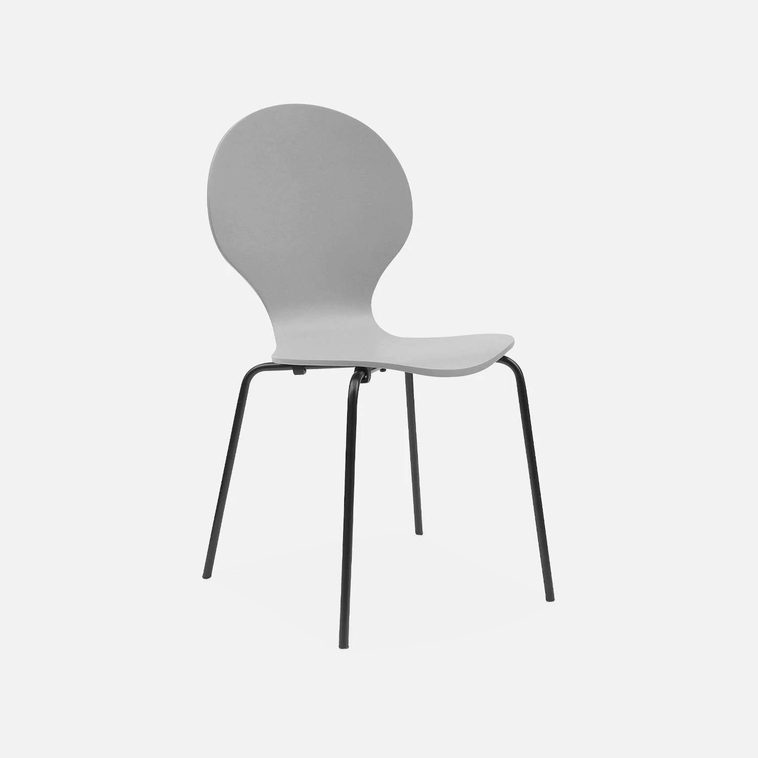 Chaise Rétro Empilables, Bois Et Contreplaqué (lot De 4) Couleur : Gris – Image 4