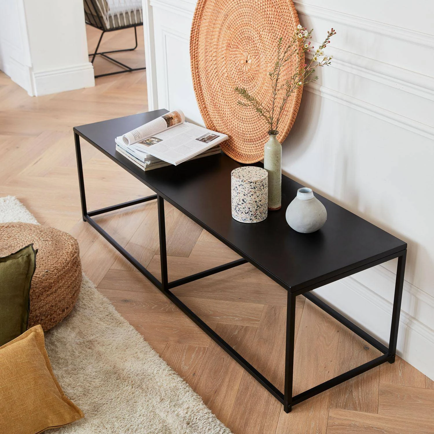 Meuble TV Industriel Métal Avec Barre De Renfort 140 Cm – Image 2