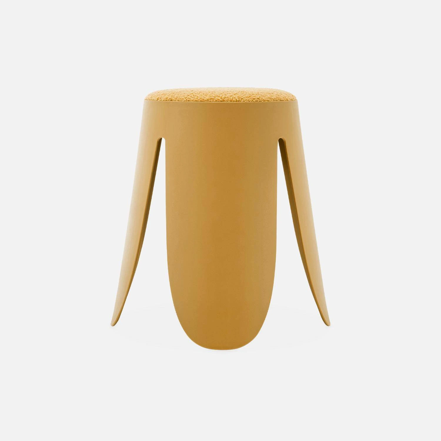 Set De 2 Tabourets Empilables, Bouclette Texturée Couleur : Moutarde – Image 2