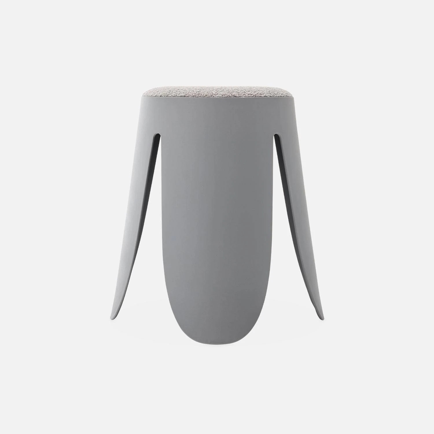 Set De 4 Tabourets Empilables Bouclette Texturée Couleur : Gris Clair – Image 2