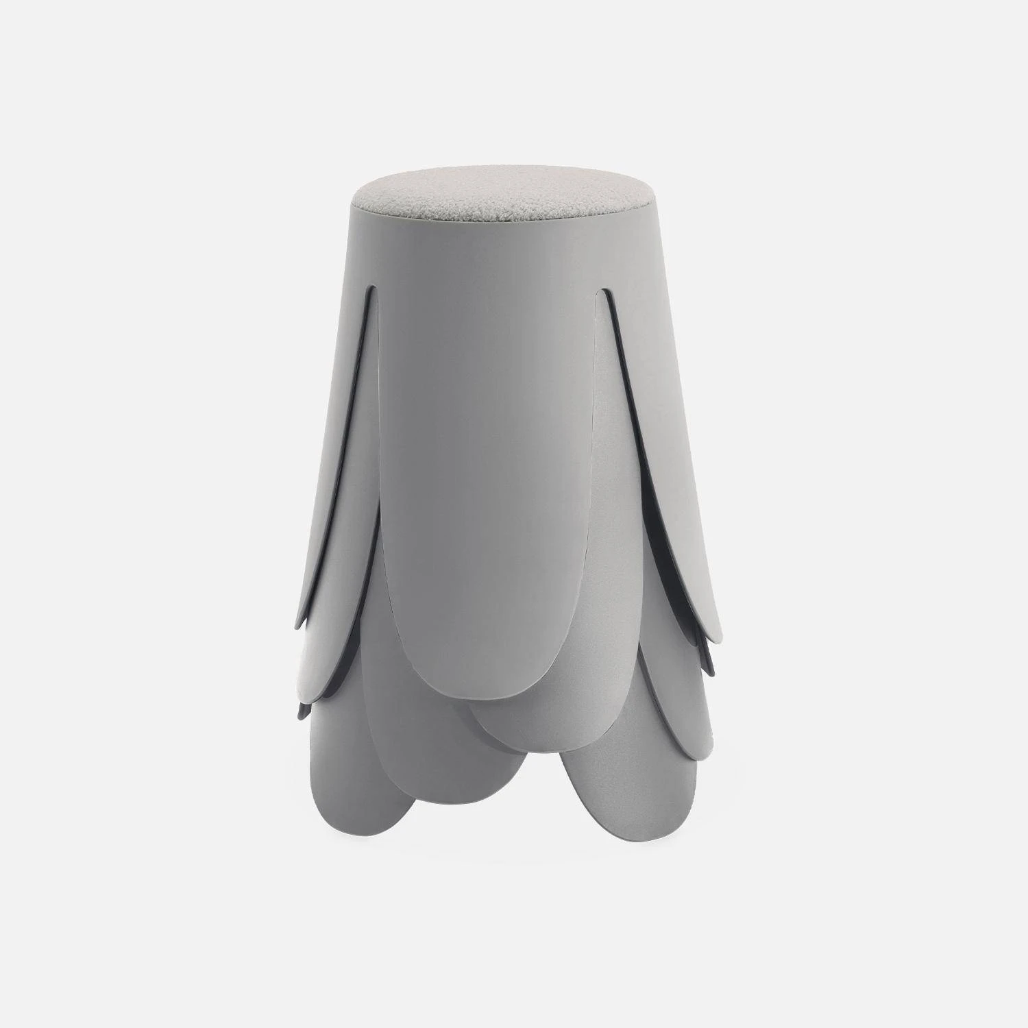 Set De 4 Tabourets Empilables Bouclette Texturée Couleur : Gris Clair – Image 3