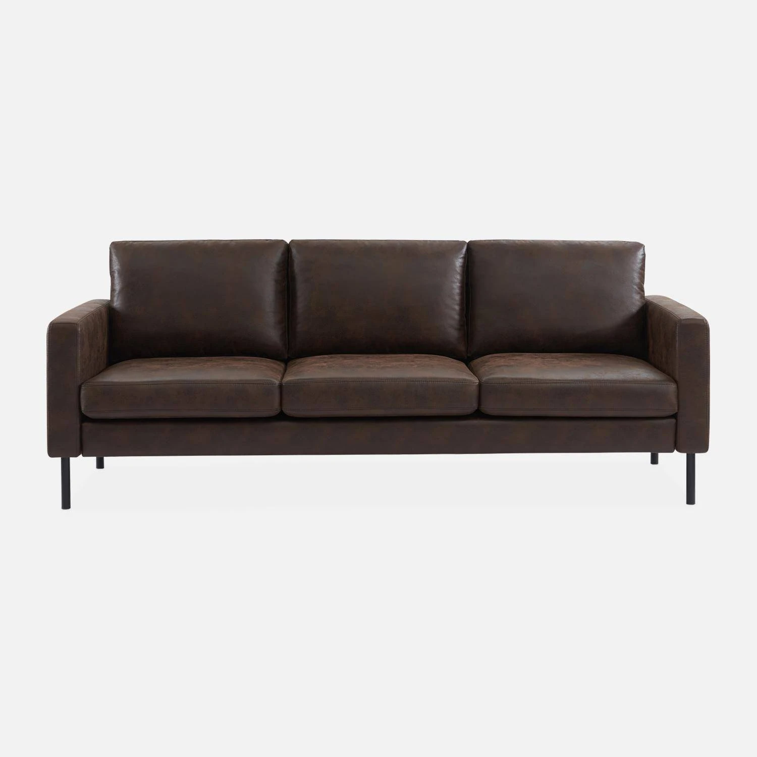 Canapé 3 Places Simili Cuir Microfibres Pieds Métal – Image 4