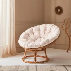 Fauteuil Papasan En Rotin Avec Coussin Ă113cm