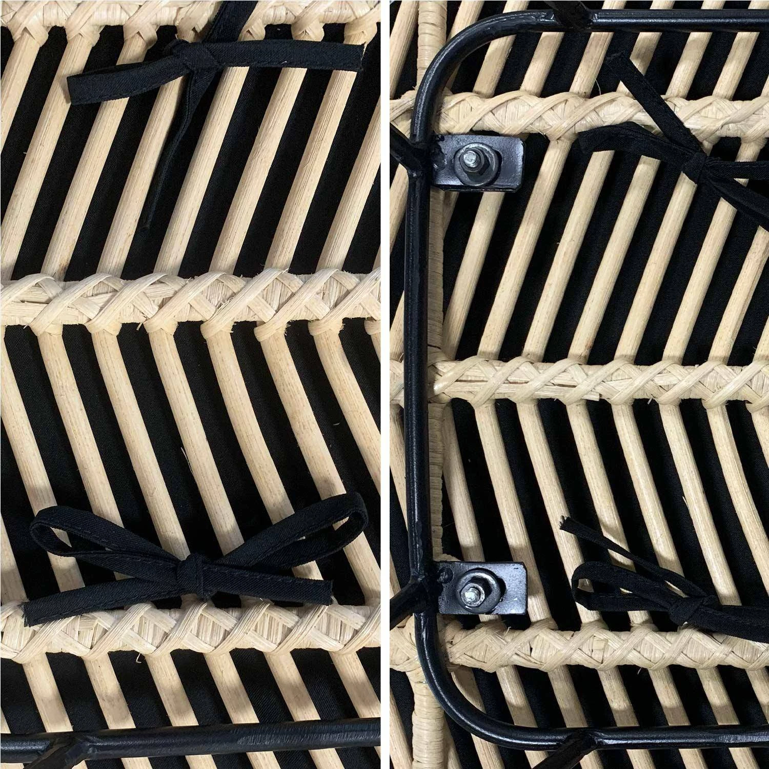 Chaise Métal Et Rotin Naturel (lot De 2) Couleur : Noir – Image 9